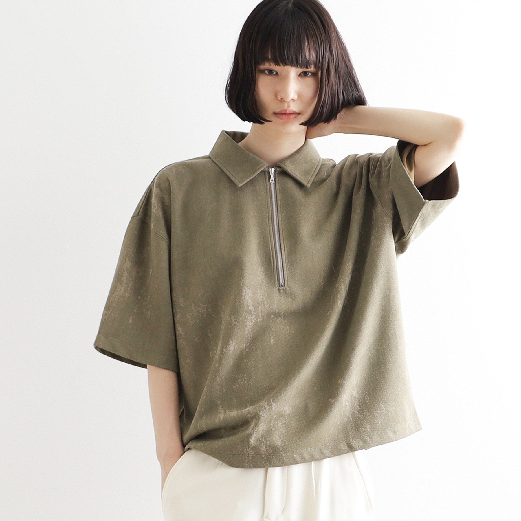 tk.TAKEO KIKUCHI「ヴィンテージライクハーフジップポロシャツ」|ポロシャツ|