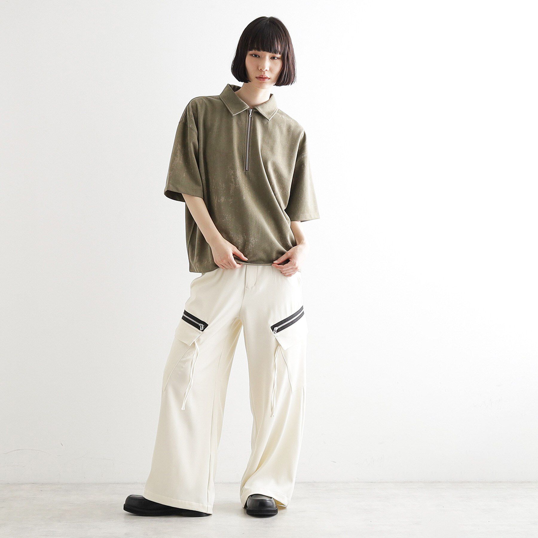 tk.TAKEO KIKUCHI「ヴィンテージライクハーフジップポロシャツ」|ポロシャツ|