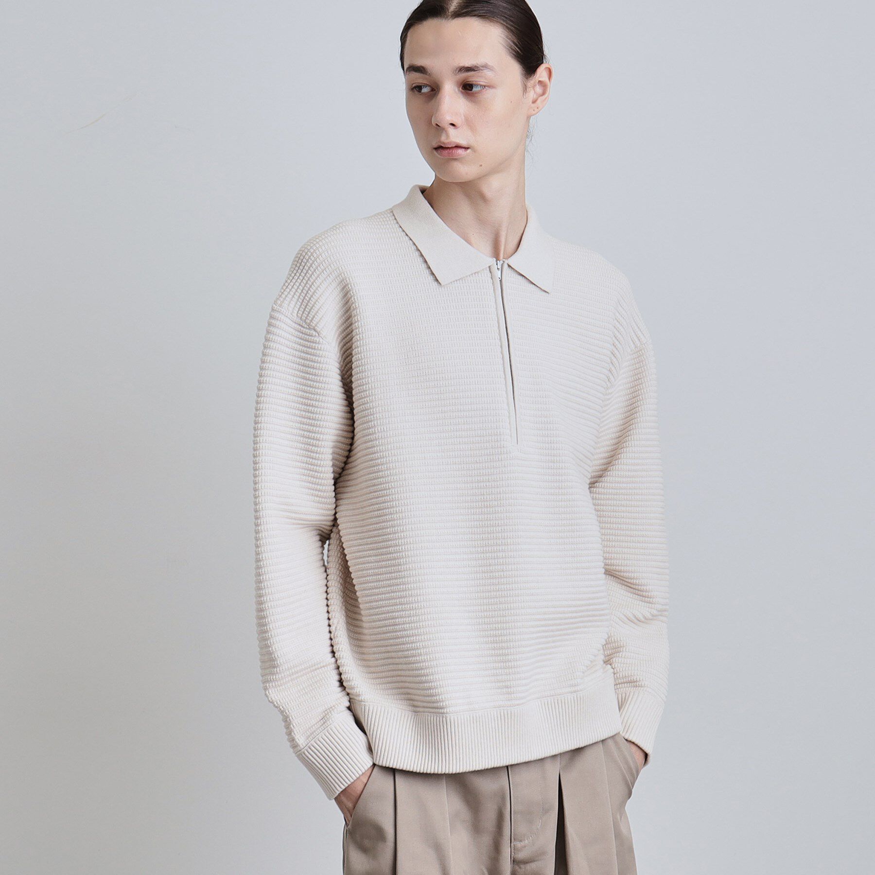 tk.TAKEO KIKUCHI「ハーフジップニットポロシャツ」|ニット・セーター|