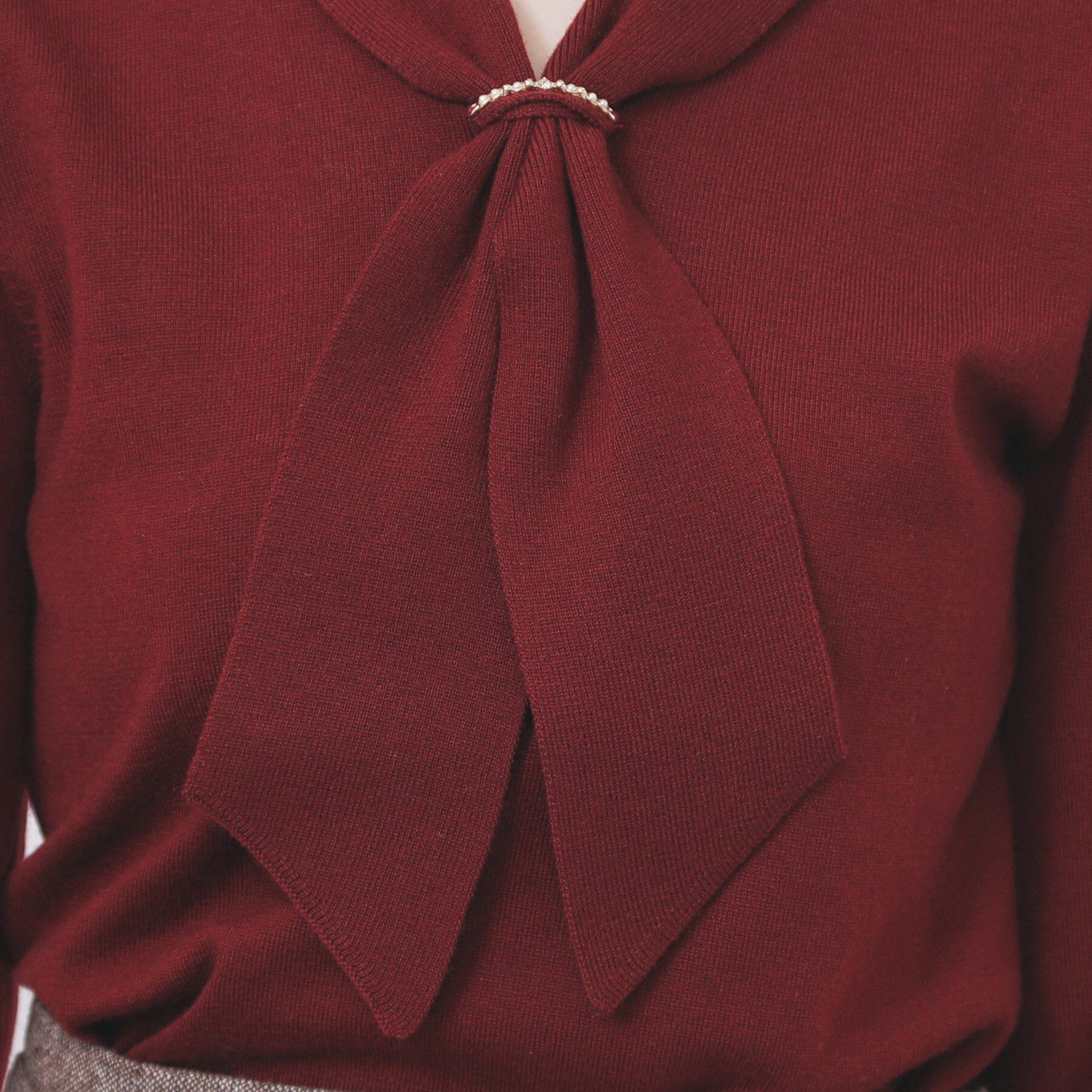 index「ゴールドパーツ付きボウタイニット【洗濯機OK】《10col/XS～LL》」|ニット・セーター|