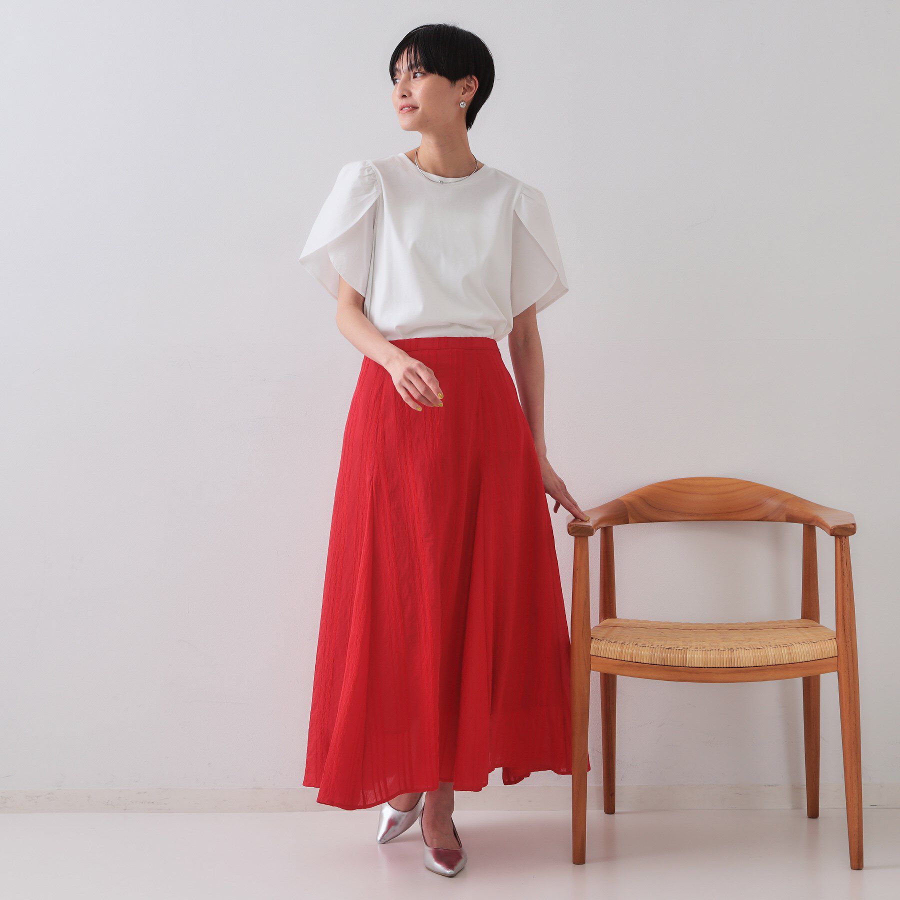 OPAQUE.CLIP「ランダムストライプフレアスカート」|スカート|