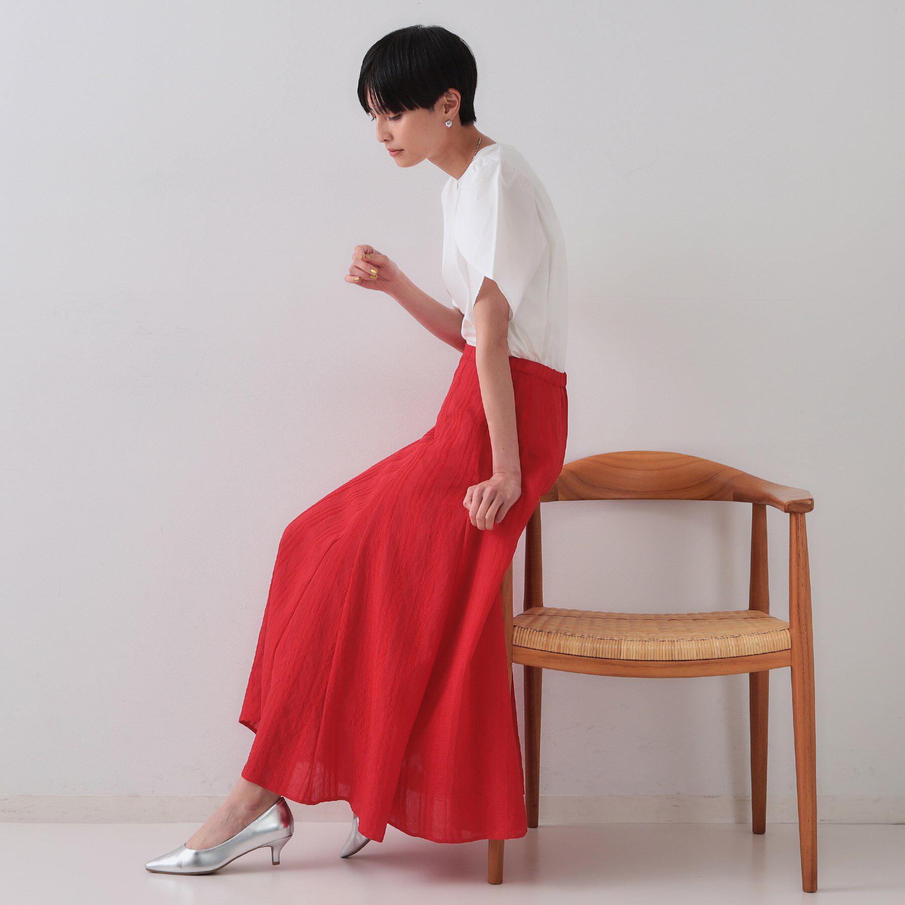 OPAQUE.CLIP「ランダムストライプフレアスカート」|スカート|