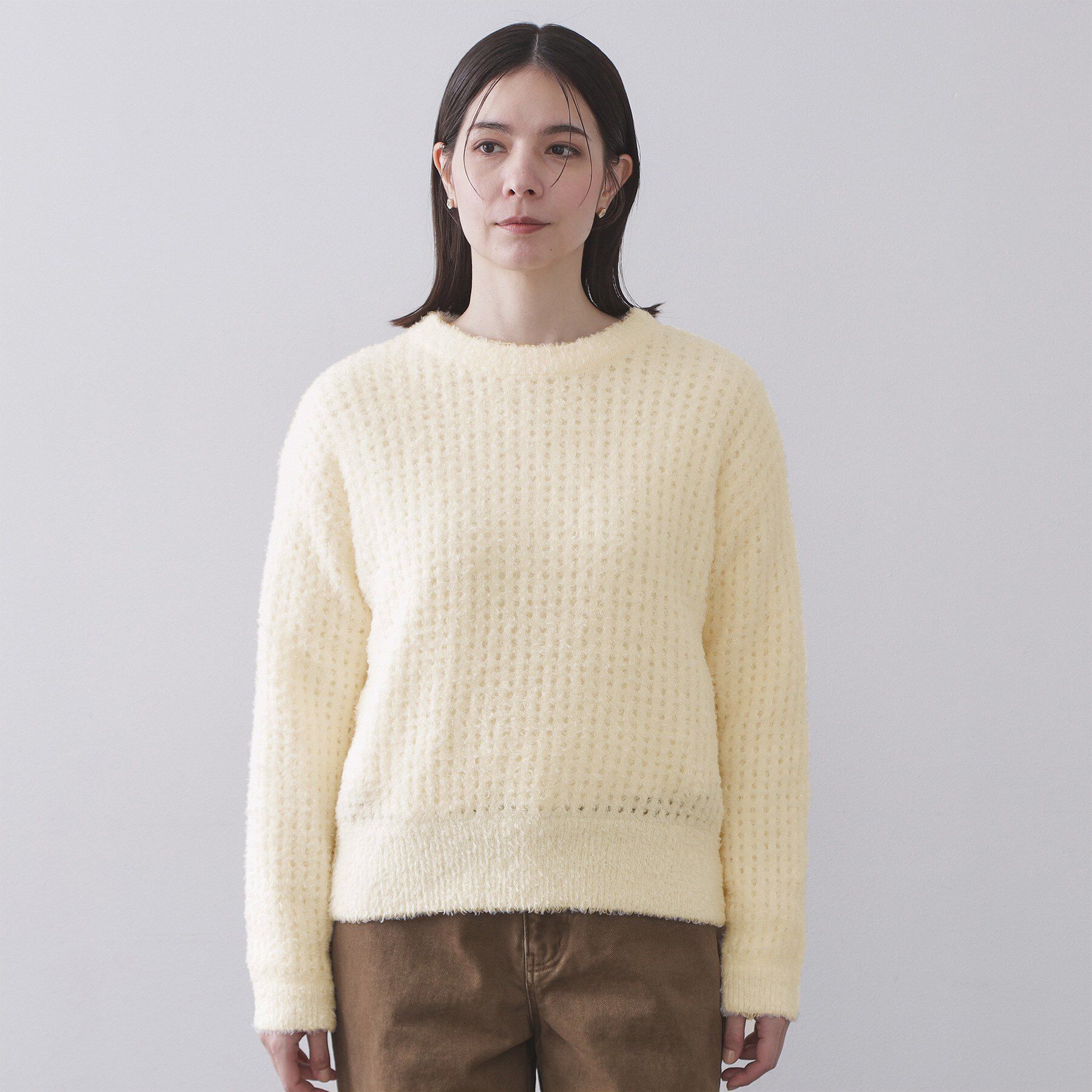 OPAQUE.CLIP「モールヤーンメッシュニット【洗濯機OK】」|ニット・セーター|