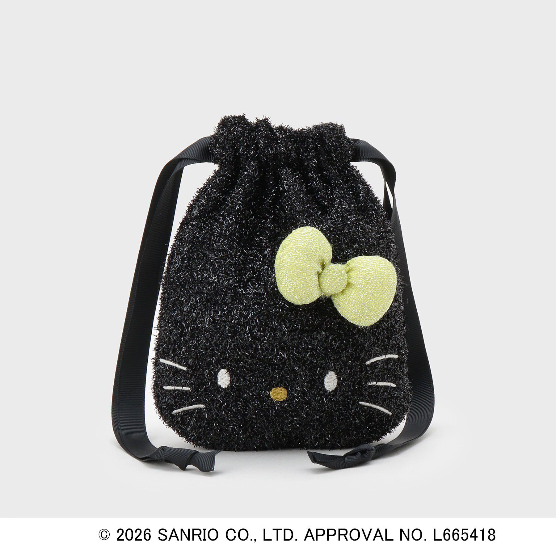 OPAQUE.CLIP「◆【ハローキティ】キラふわフェイス巾着ポーチ」|ポーチ|ブラック(019)