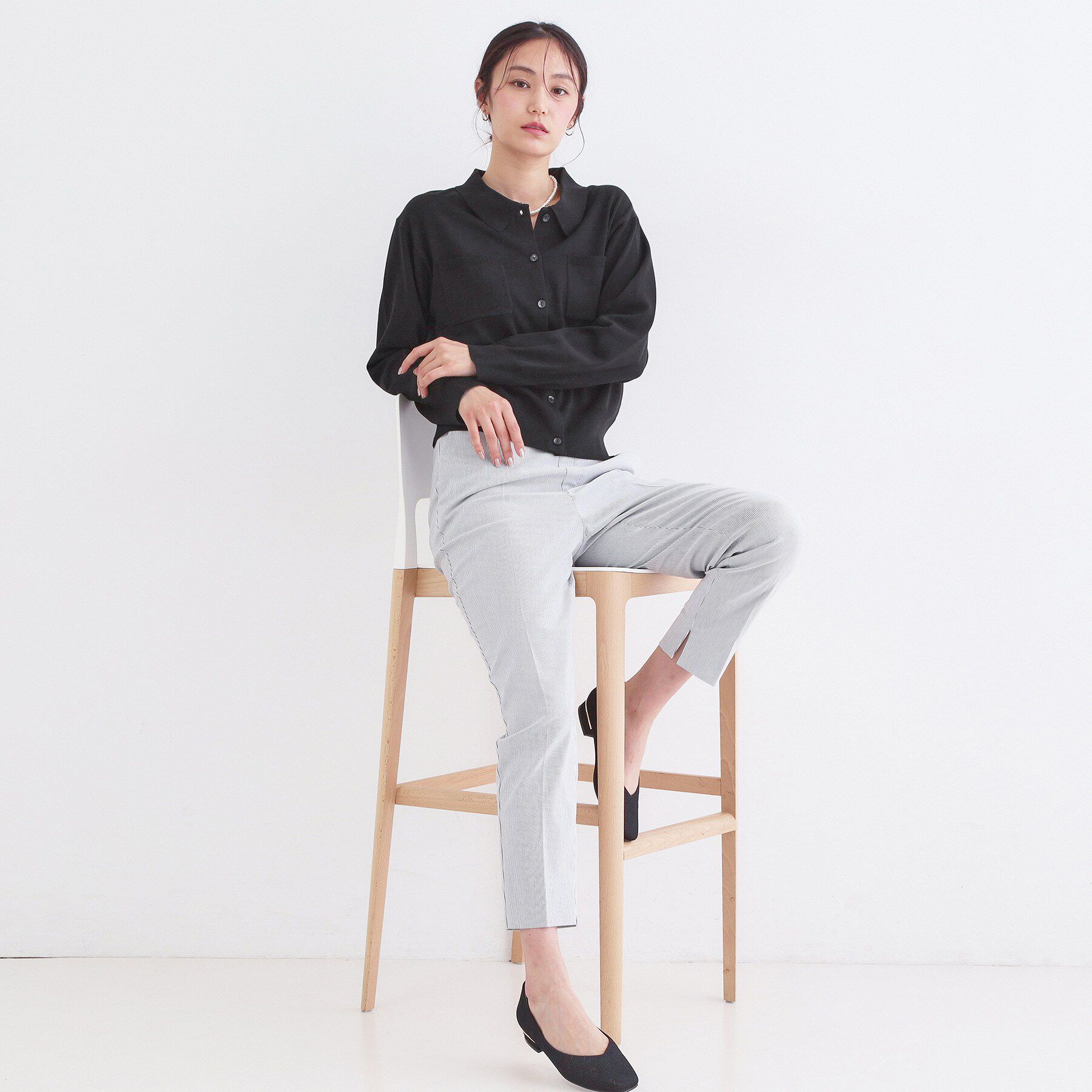 OPAQUE.CLIP「ポロ衿デザインニットカーディガン【洗濯機OK】」|カーディガン|