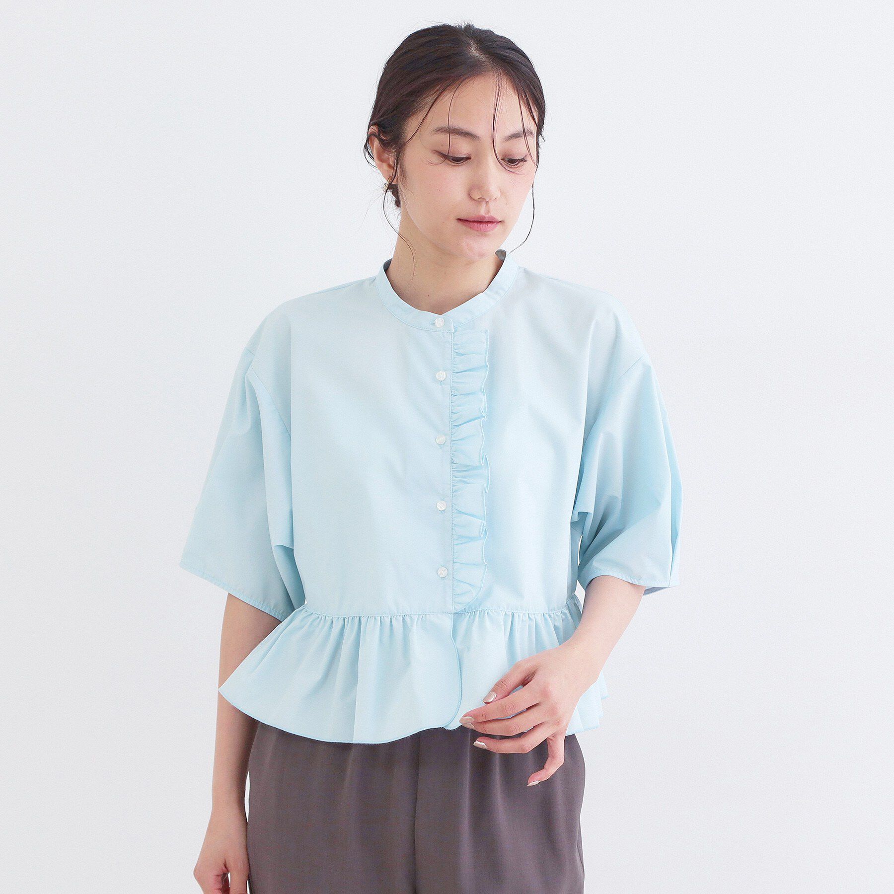 OPAQUE.CLIP「フリルペプラムシャツブラウス【洗濯機OK】」|シャツ・ブラウス|