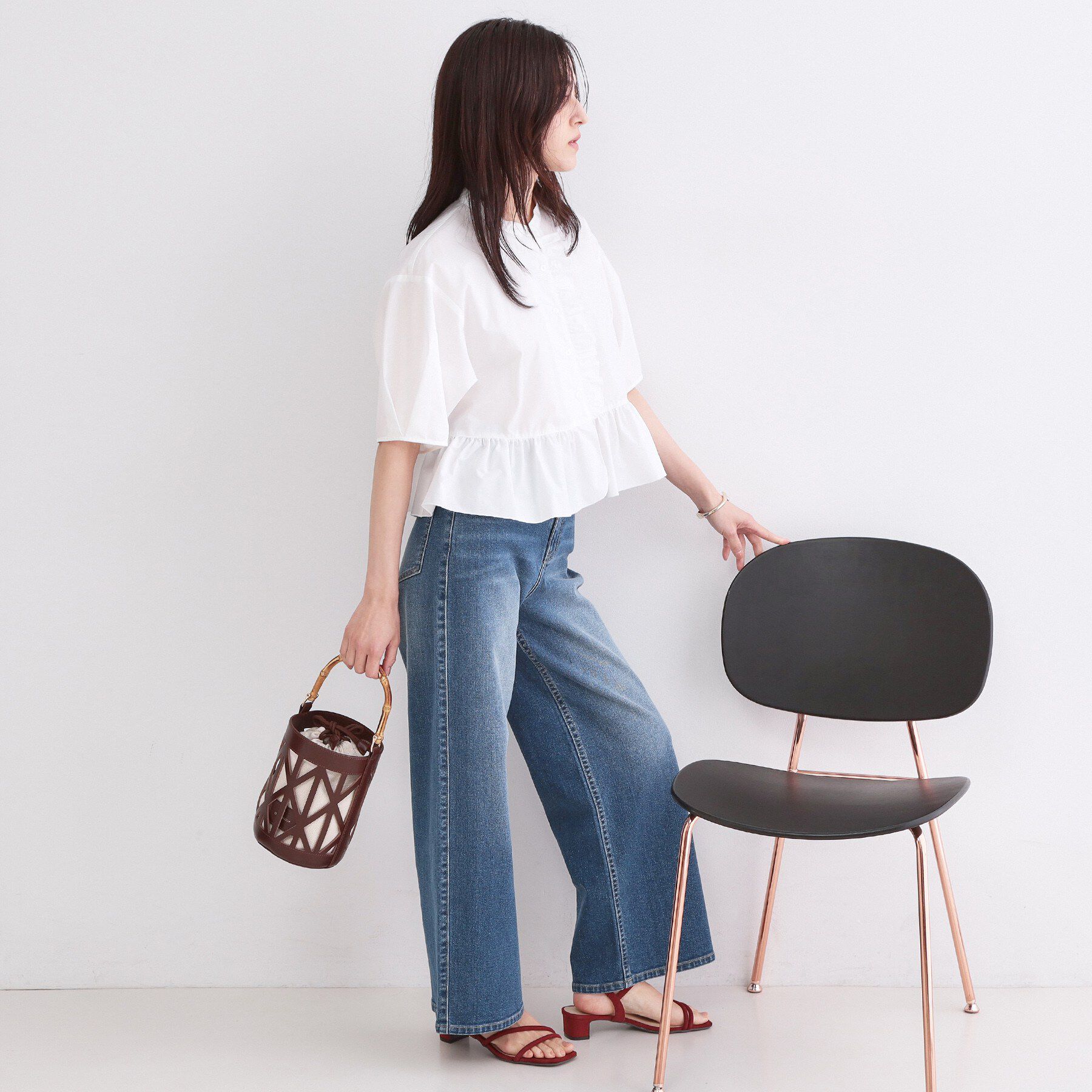 OPAQUE.CLIP「フリルペプラムシャツブラウス【洗濯機OK】」|シャツ・ブラウス|