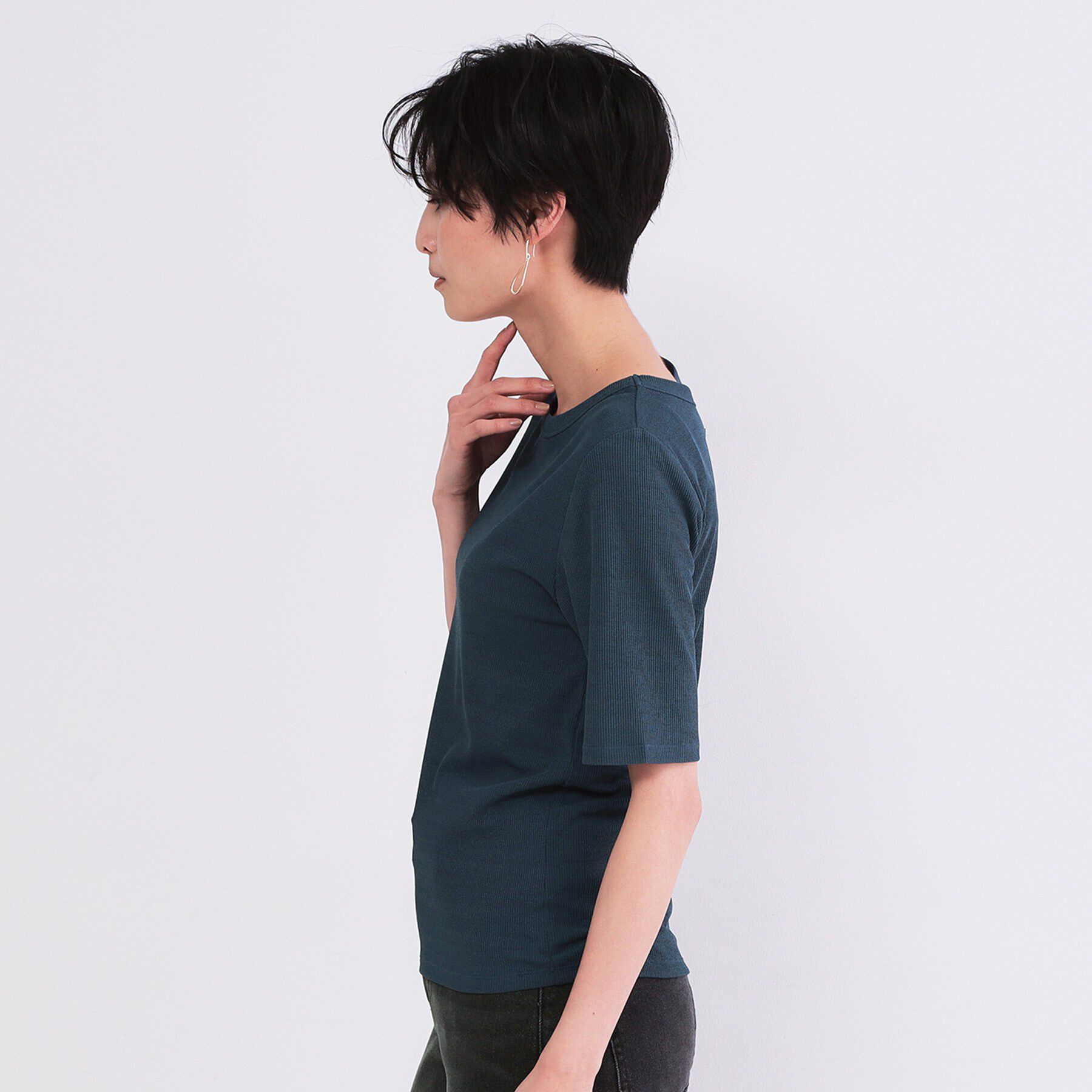 OPAQUE.CLIP「シアーメランジリブカットソー【洗濯機OK】」|Tシャツ・カットソー|