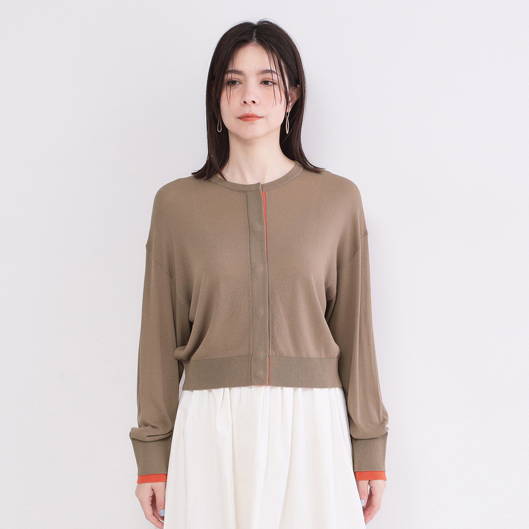 OPAQUE.CLIP「配色スナップニットカーディガン【洗濯機OK】」|カーディガン|