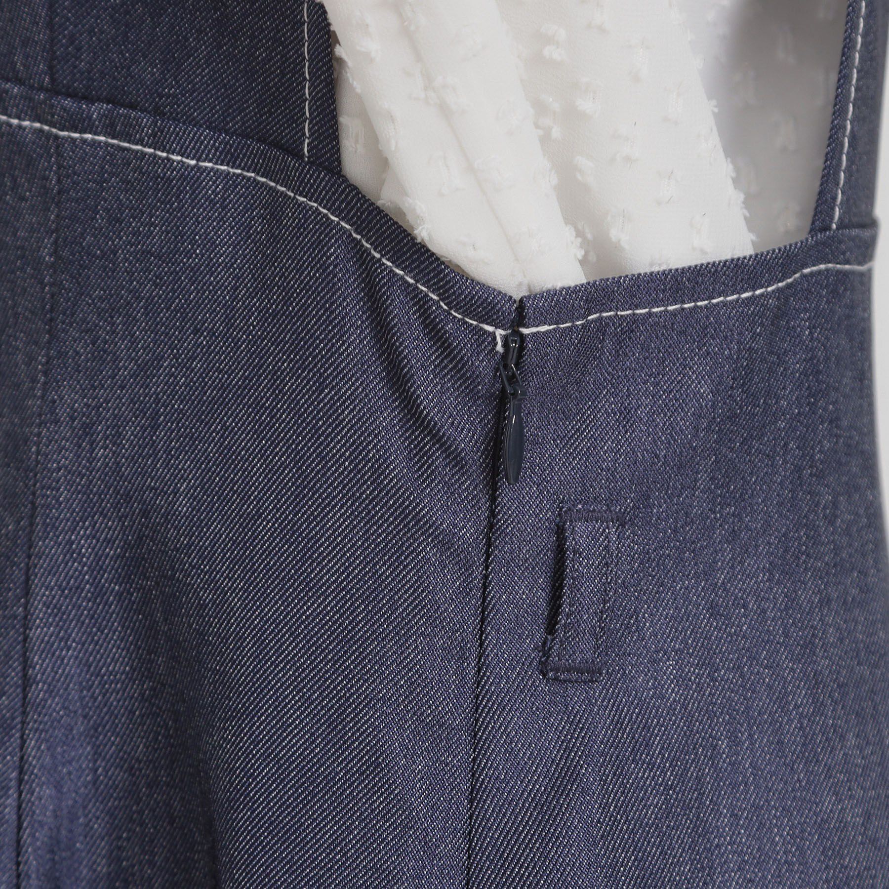 Couture broach「【洗える】デニムライク細リボンジャンスカ」|ワンピース|