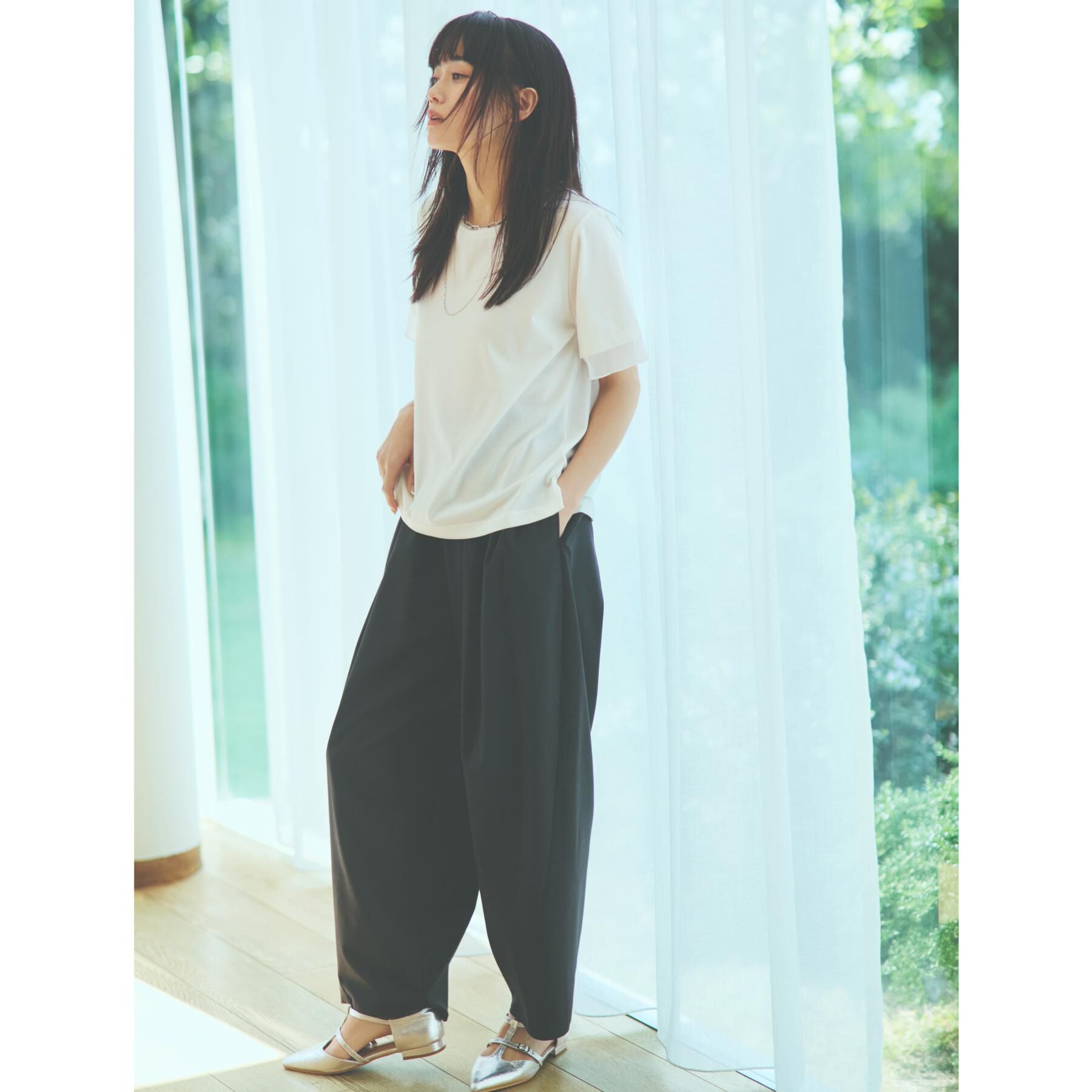 THE SHOP TK「袖シアーTシャツ【接触冷感/洗濯機OK】」|Tシャツ・カットソー|