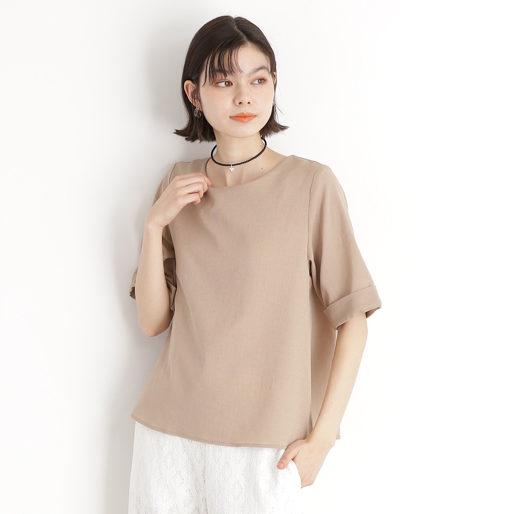 THE SHOP TK「麻調ブラウス【シワになりにくい/洗える】」|シャツ・ブラウス|ベージュ(052)