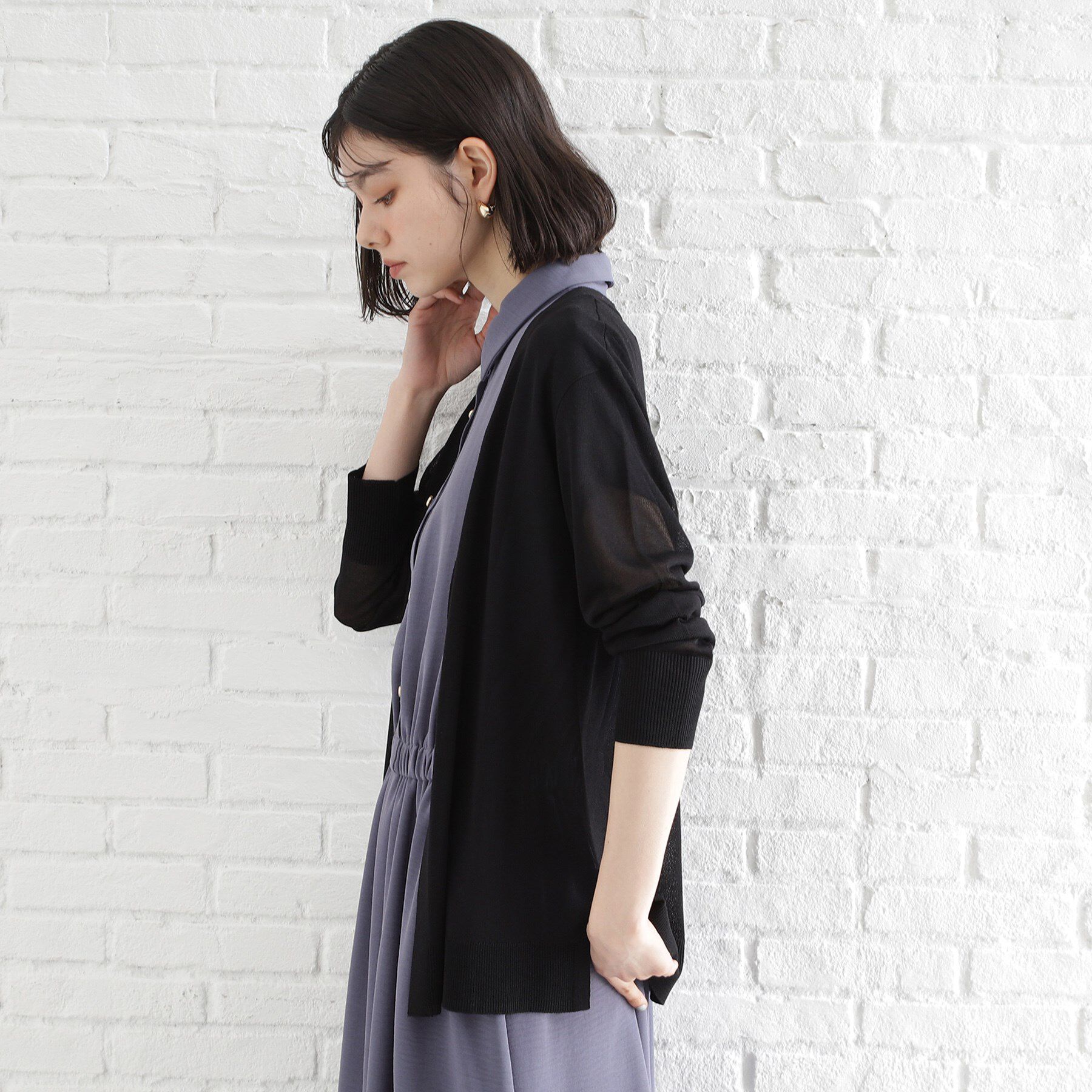 THE SHOP TK「シアーカーディガン【洗濯機OK】」|カーディガン|