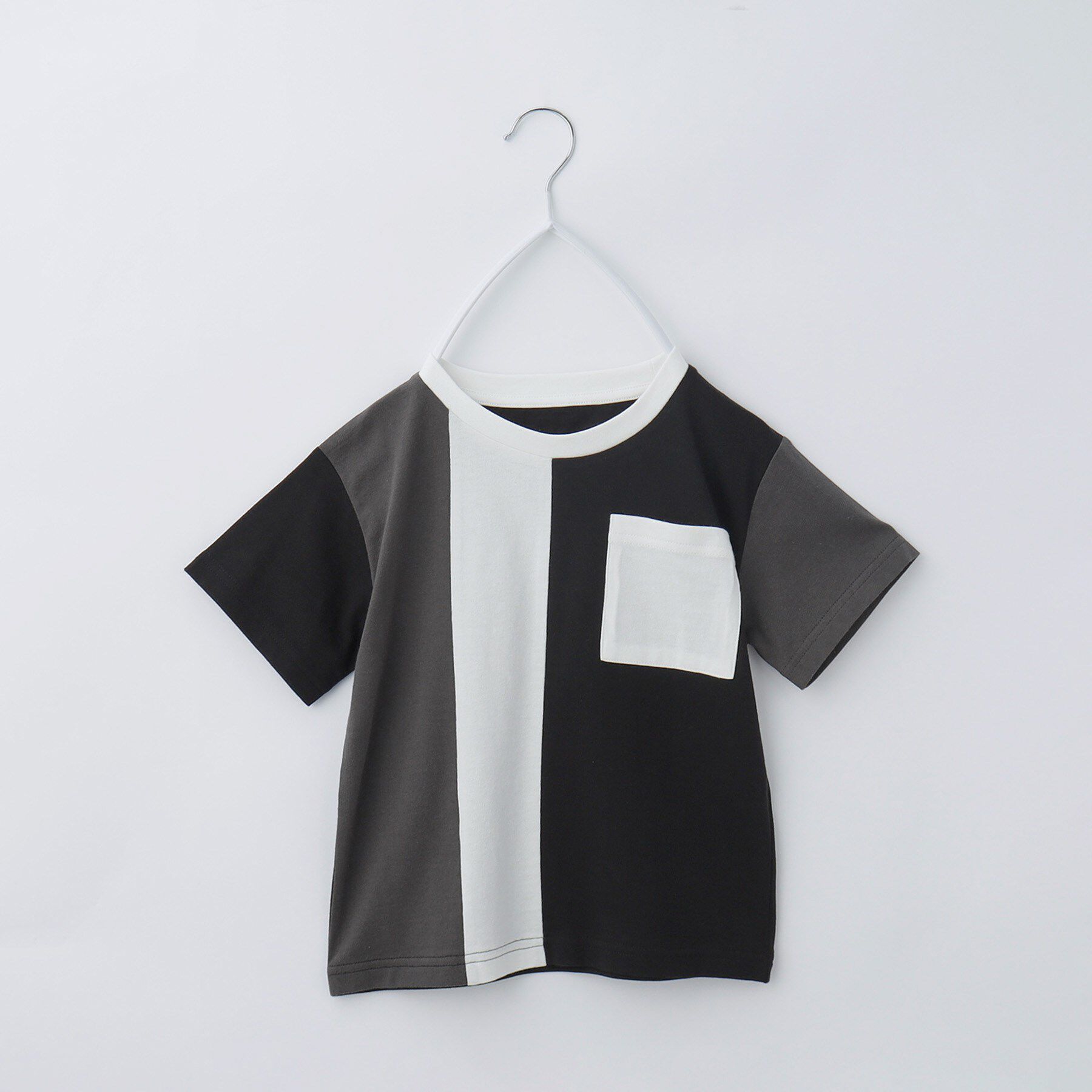 THE SHOP TK「【110-160/洗濯機OK】縦切替えポケットTシャツ」|Tシャツ・カットソー|ブラック(519)