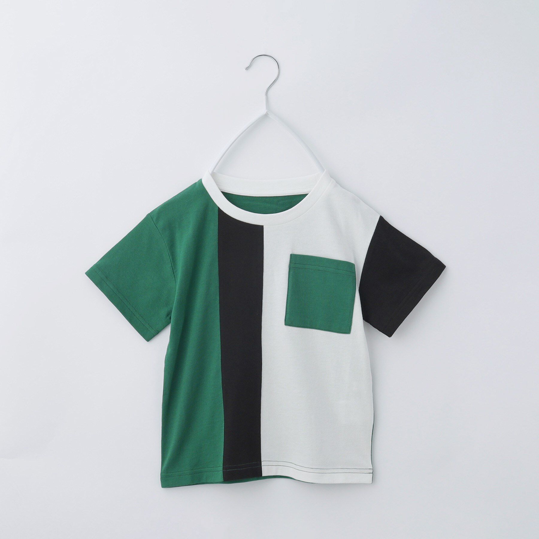 THE SHOP TK「【110-160/洗濯機OK】縦切替えポケットTシャツ」|Tシャツ・カットソー|グリーン(522)