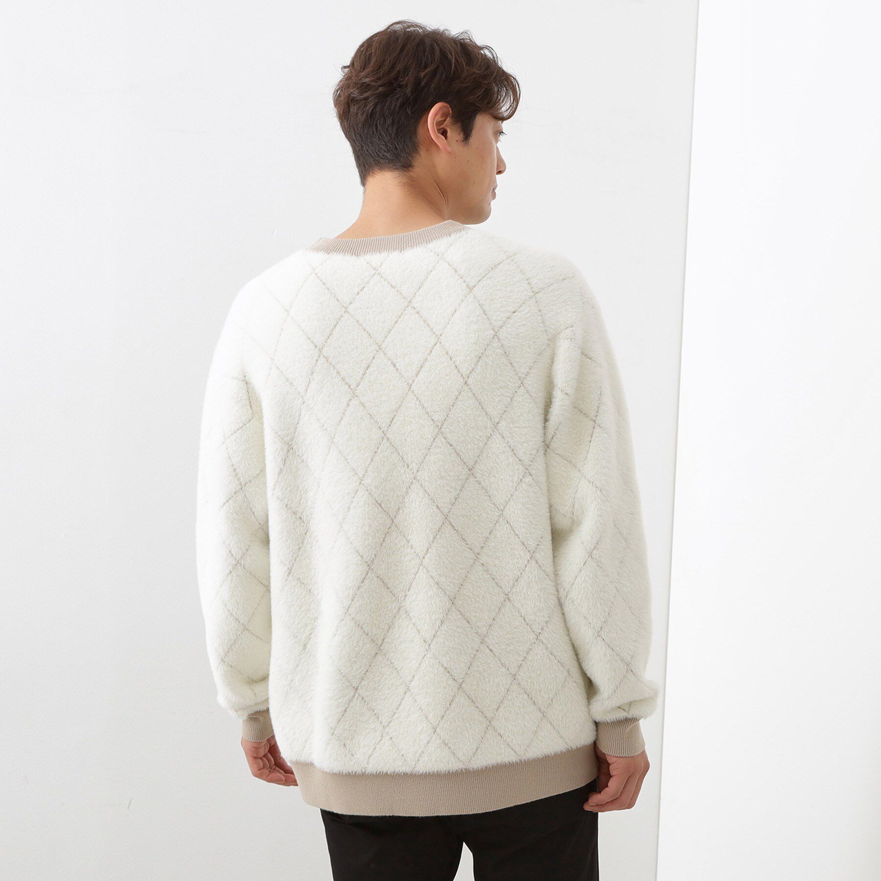 THE SHOP TK「【ふんわり心地いい肌触り】　ダイヤ柄シャギーニット」|ニット・セーター|