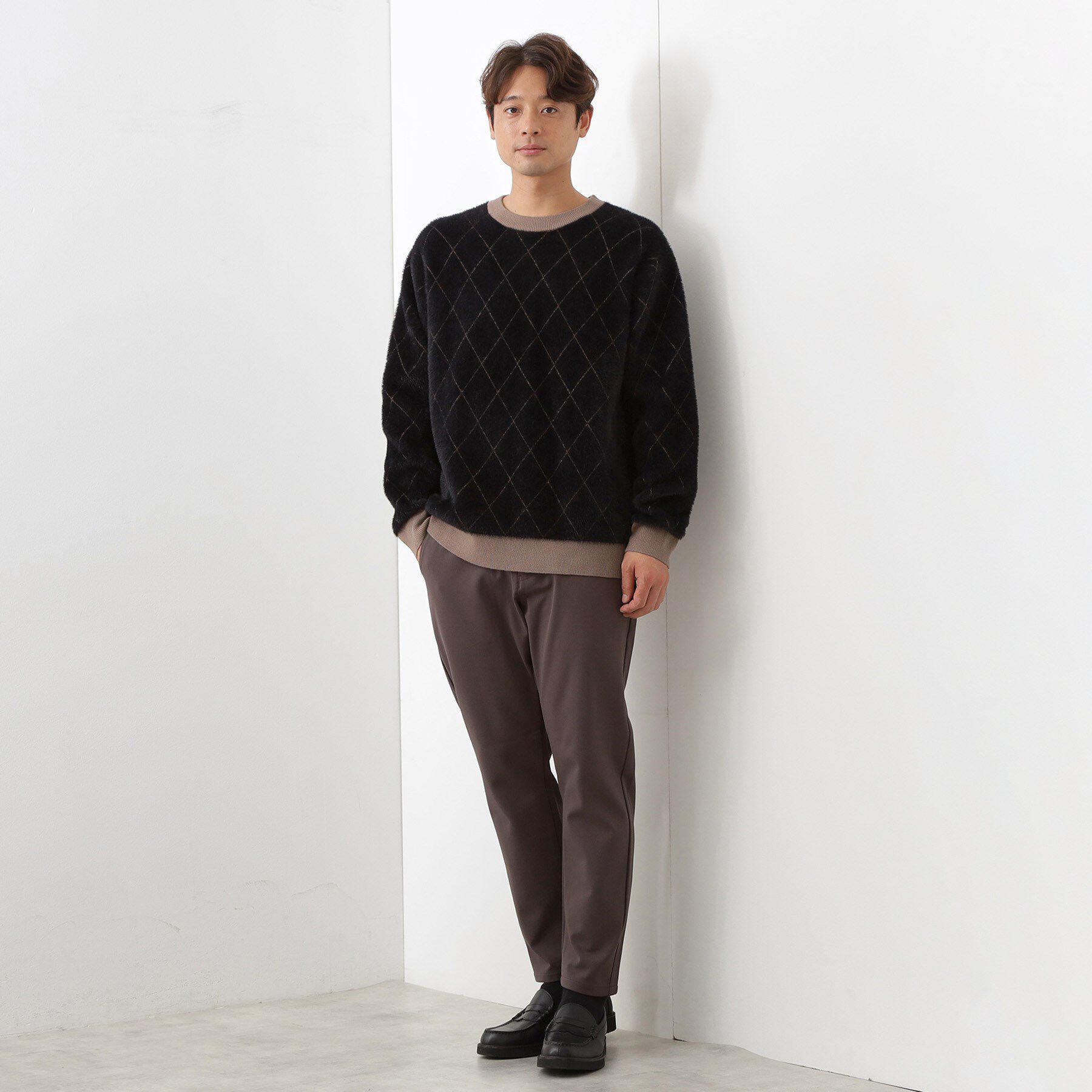 THE SHOP TK「【ふんわり心地いい肌触り】　ダイヤ柄シャギーニット」|ニット・セーター|