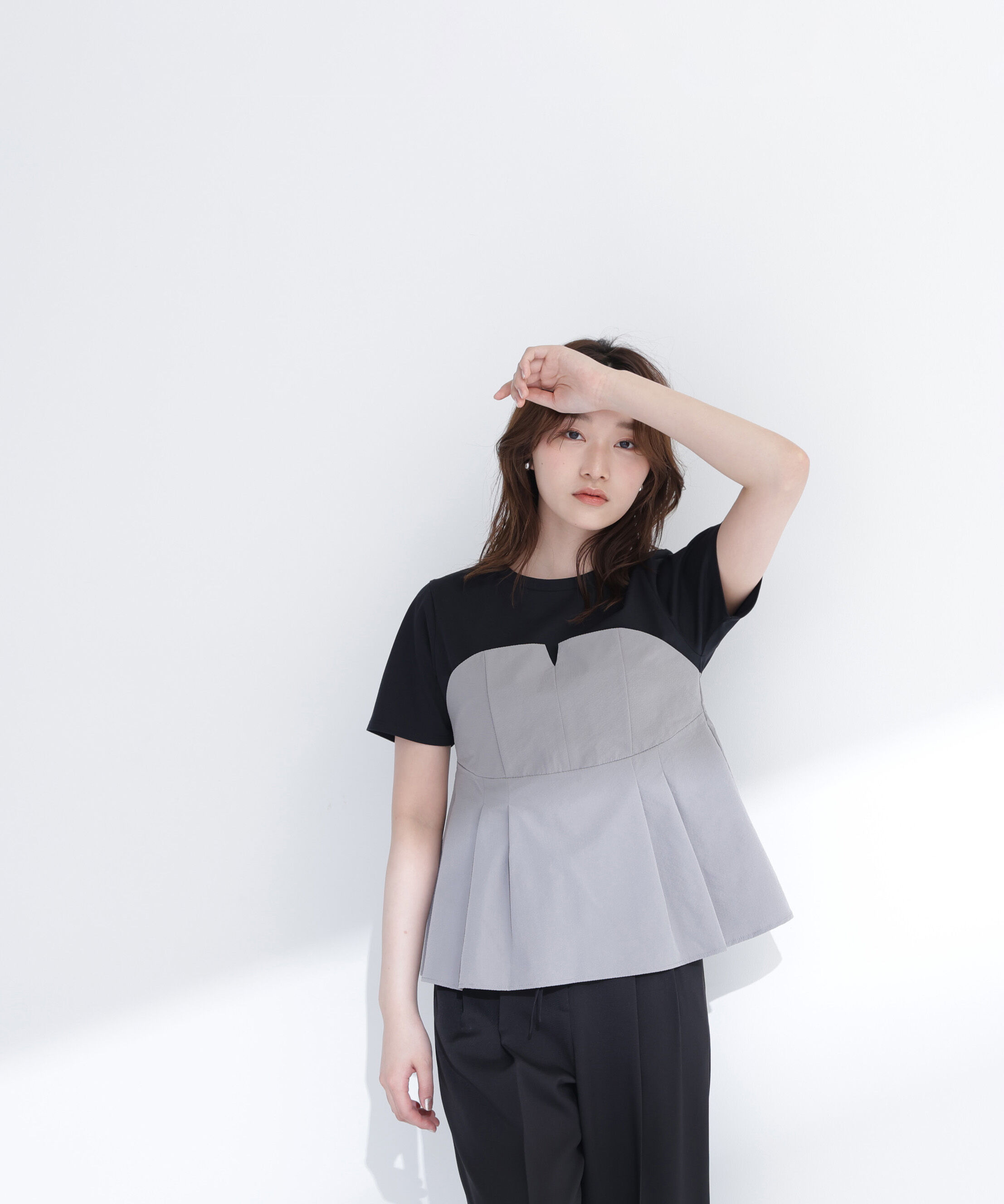  「ペプラムビスチェドッキングカットソー」|Tシャツ・カットソー|