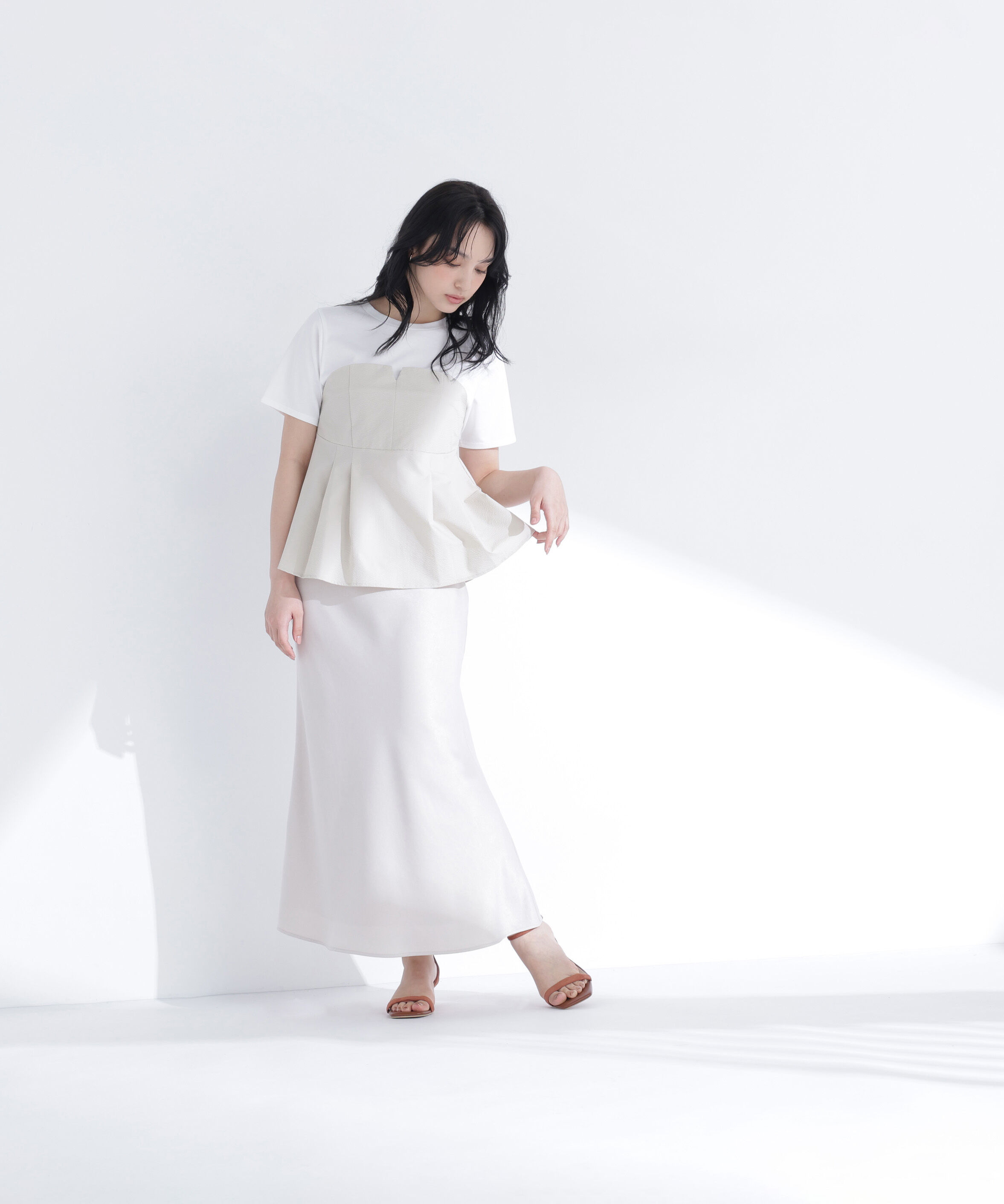  「ペプラムビスチェドッキングカットソー」|Tシャツ・カットソー|