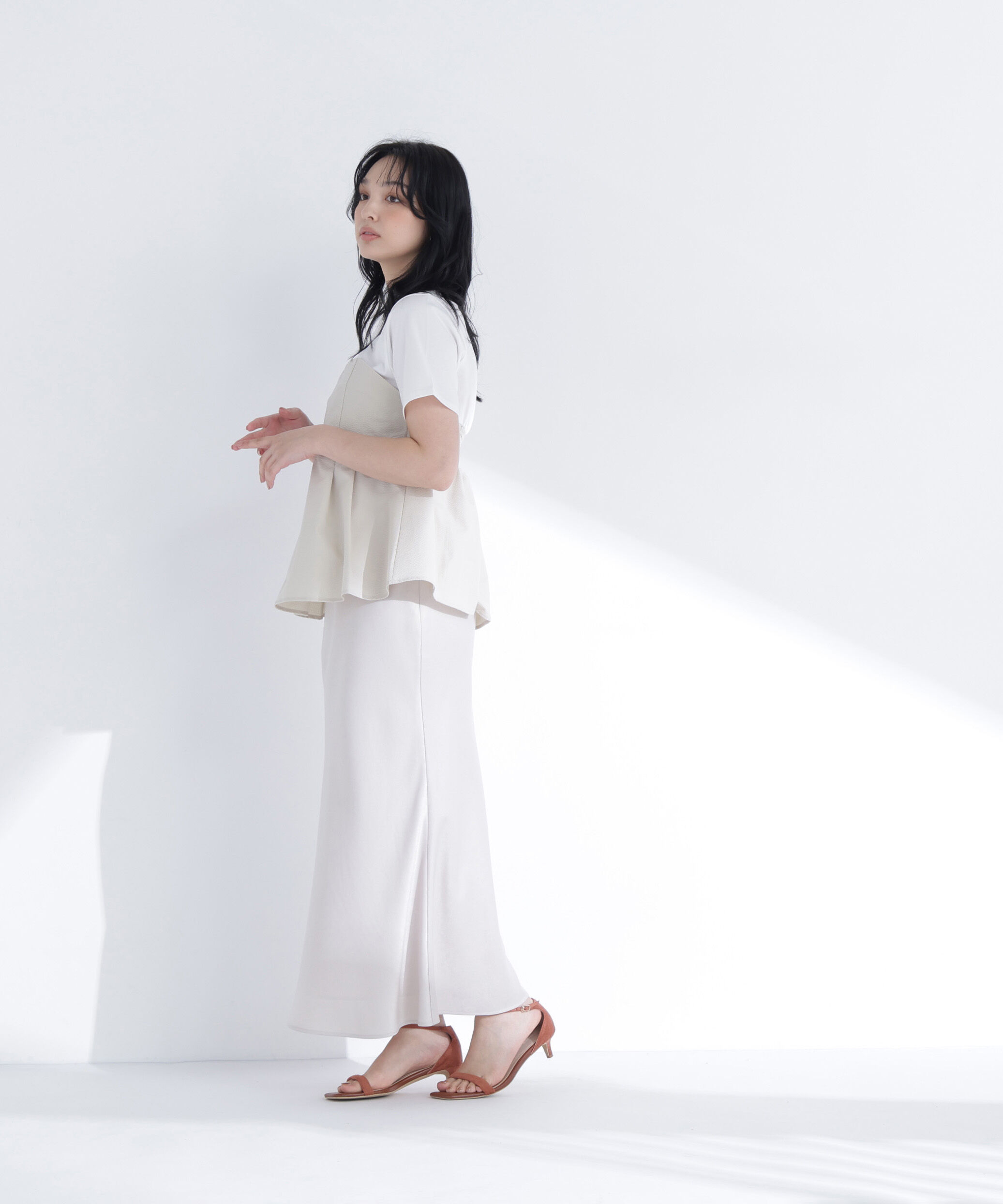  「ペプラムビスチェドッキングカットソー」|Tシャツ・カットソー|