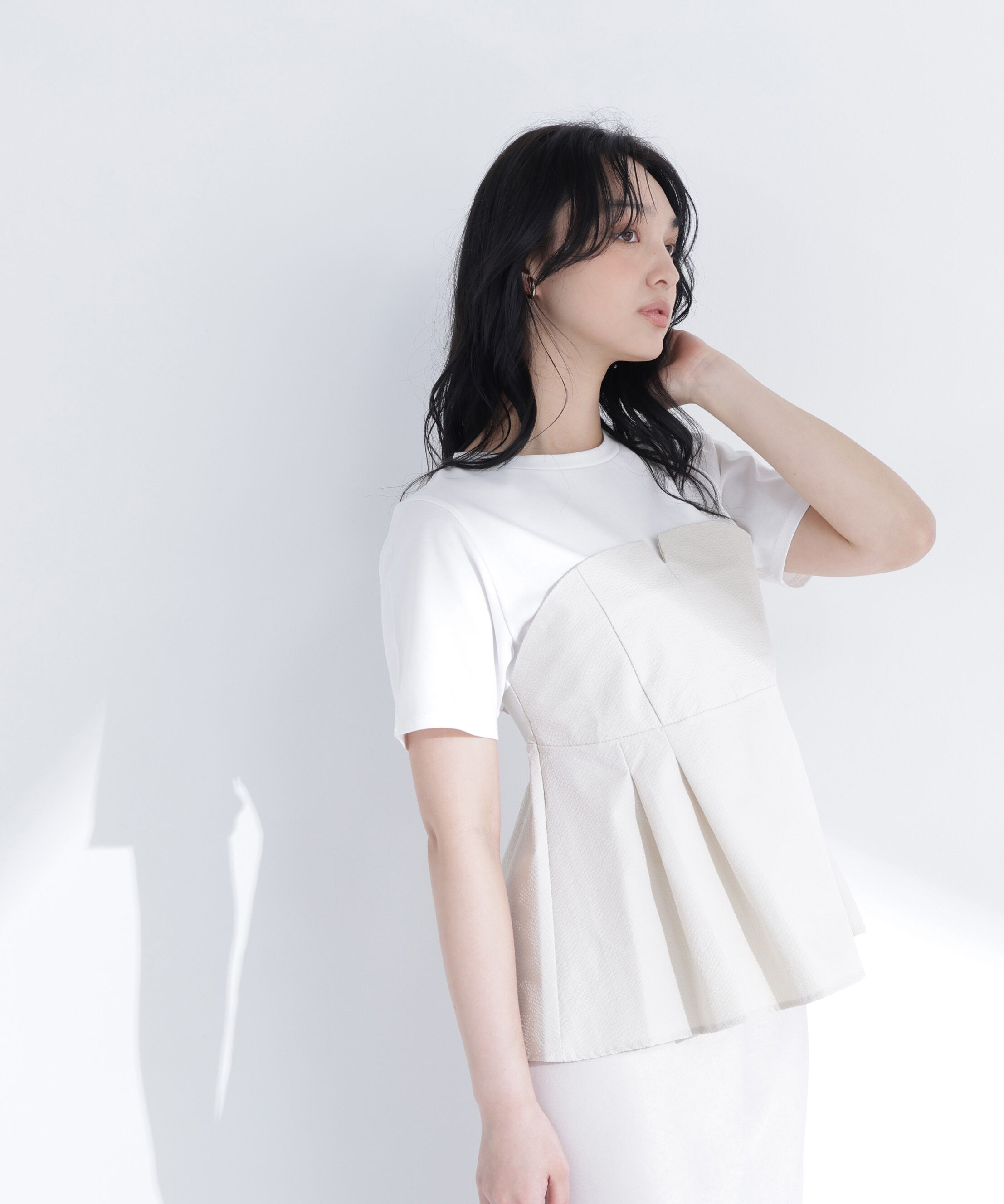  「ペプラムビスチェドッキングカットソー」|Tシャツ・カットソー|