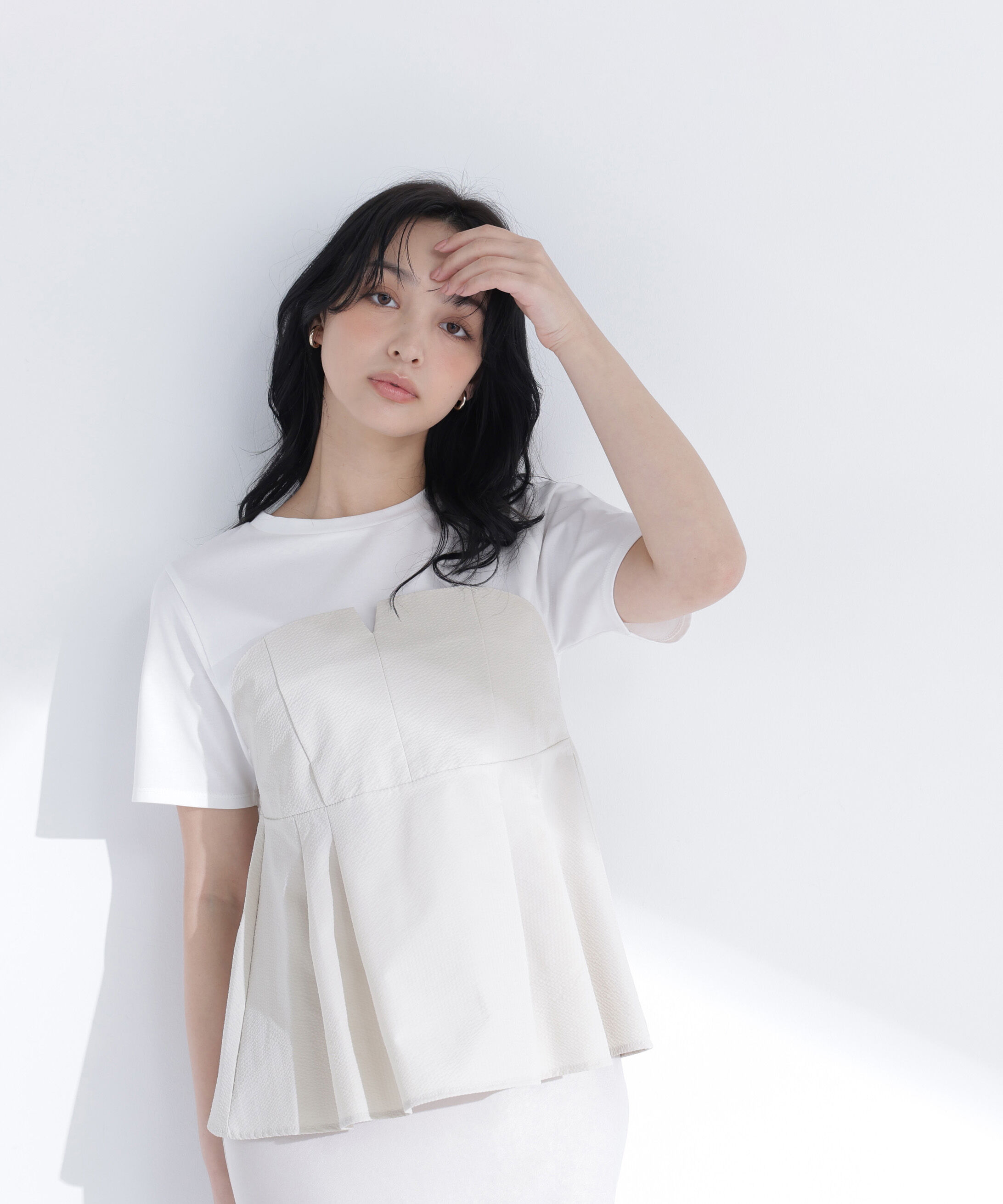  「ペプラムビスチェドッキングカットソー」|Tシャツ・カットソー|