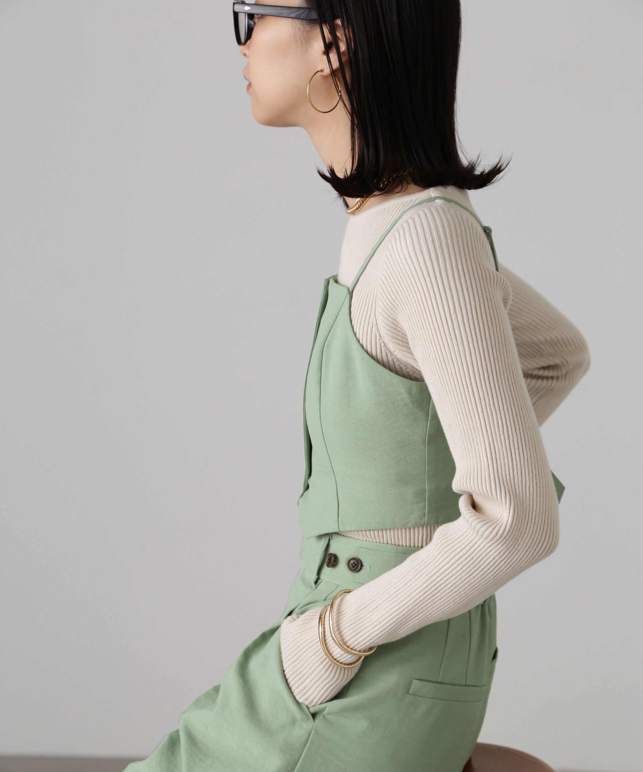  「気流染めフロントジップビスチェ」|シャツ・ブラウス|