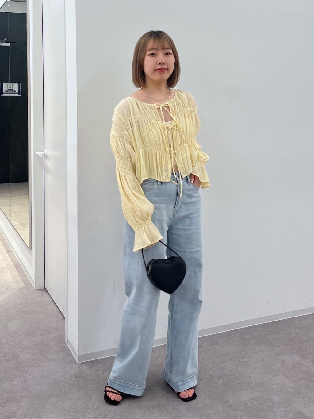  「シアーギャザー前開き短丈ブラウス」|シャツ・ブラウス|