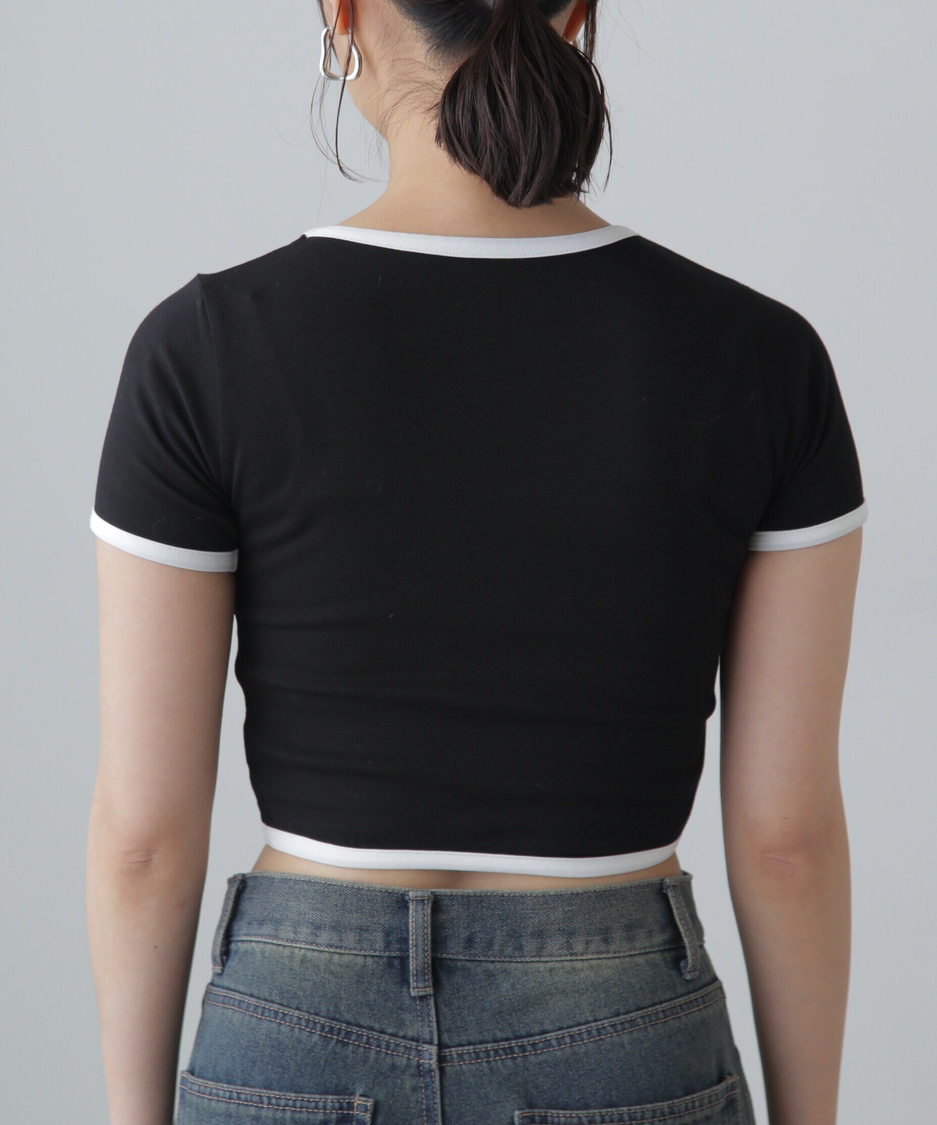  「ショート丈リンガーTシャツ」|Tシャツ・カットソー|