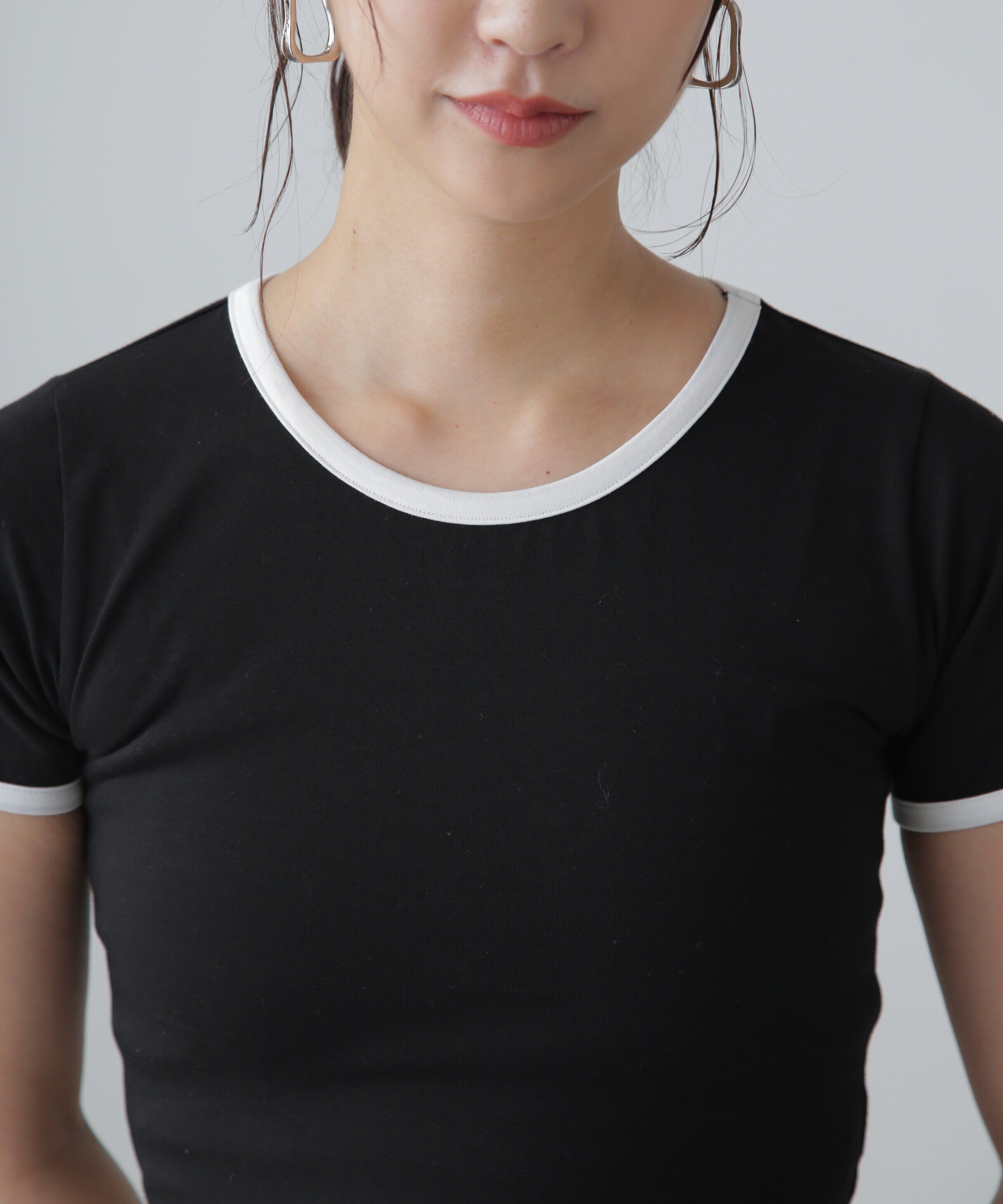  「ショート丈リンガーTシャツ」|Tシャツ・カットソー|