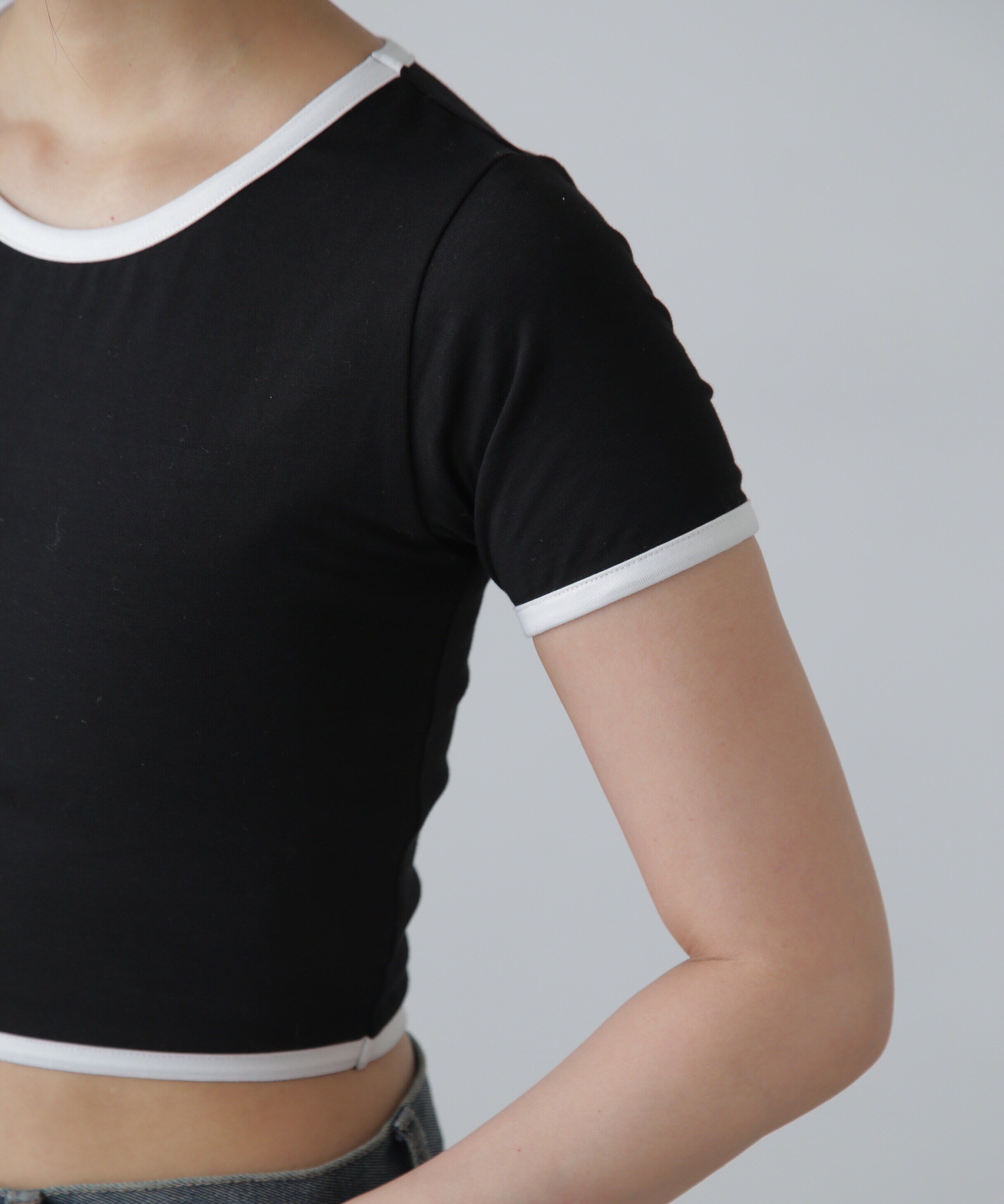  「ショート丈リンガーTシャツ」|Tシャツ・カットソー|