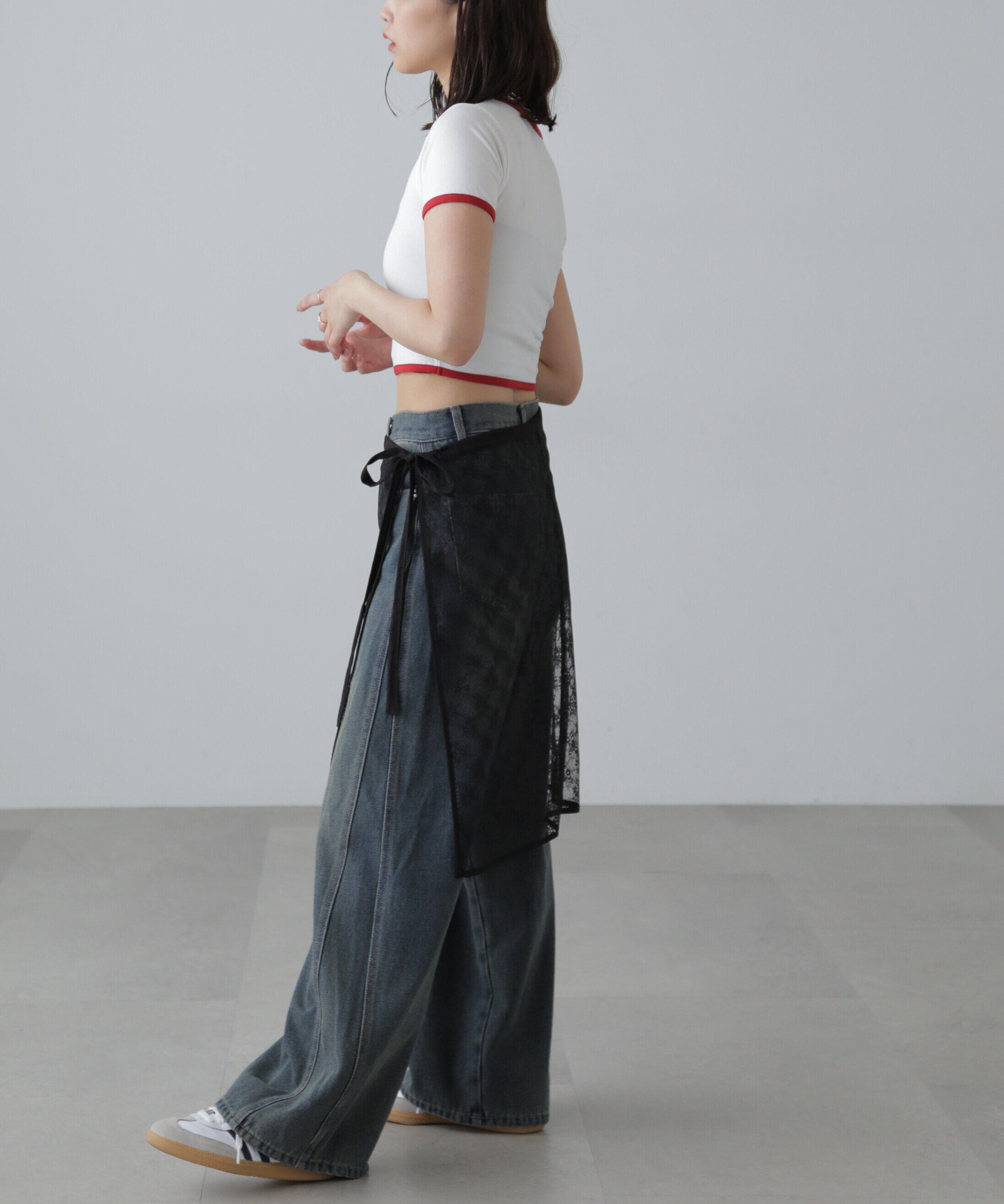  「ショート丈リンガーTシャツ」|Tシャツ・カットソー|