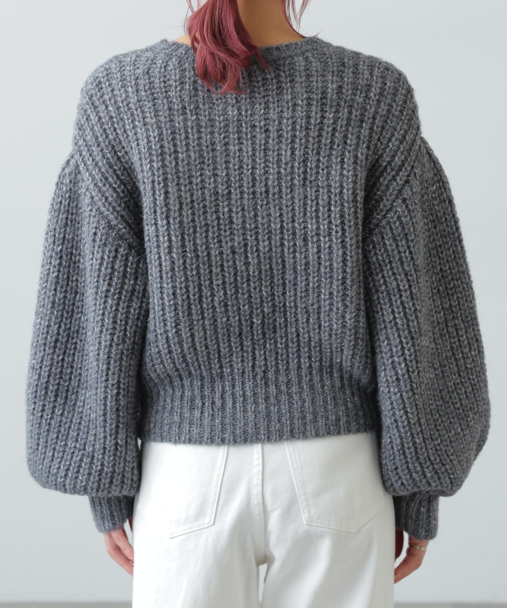  「袖ボリューム畦ラメニット」|ニット・セーター|