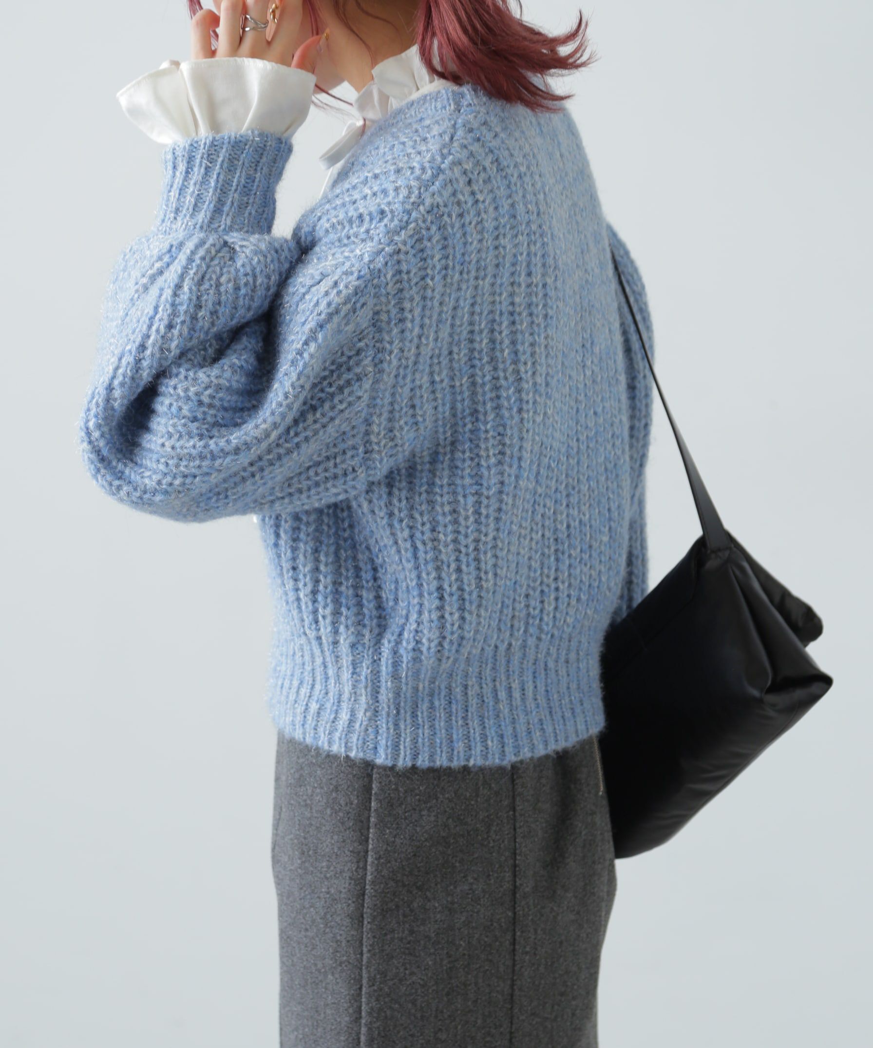  「袖ボリューム畦ラメニット」|ニット・セーター|