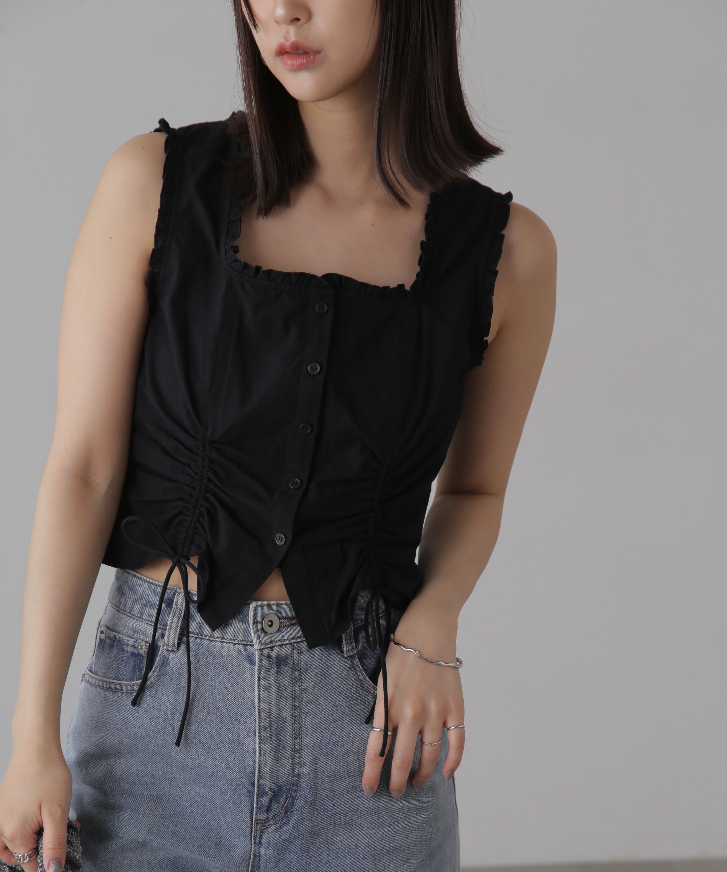  「ドロストノースリーブブラウス」|シャツ・ブラウス|