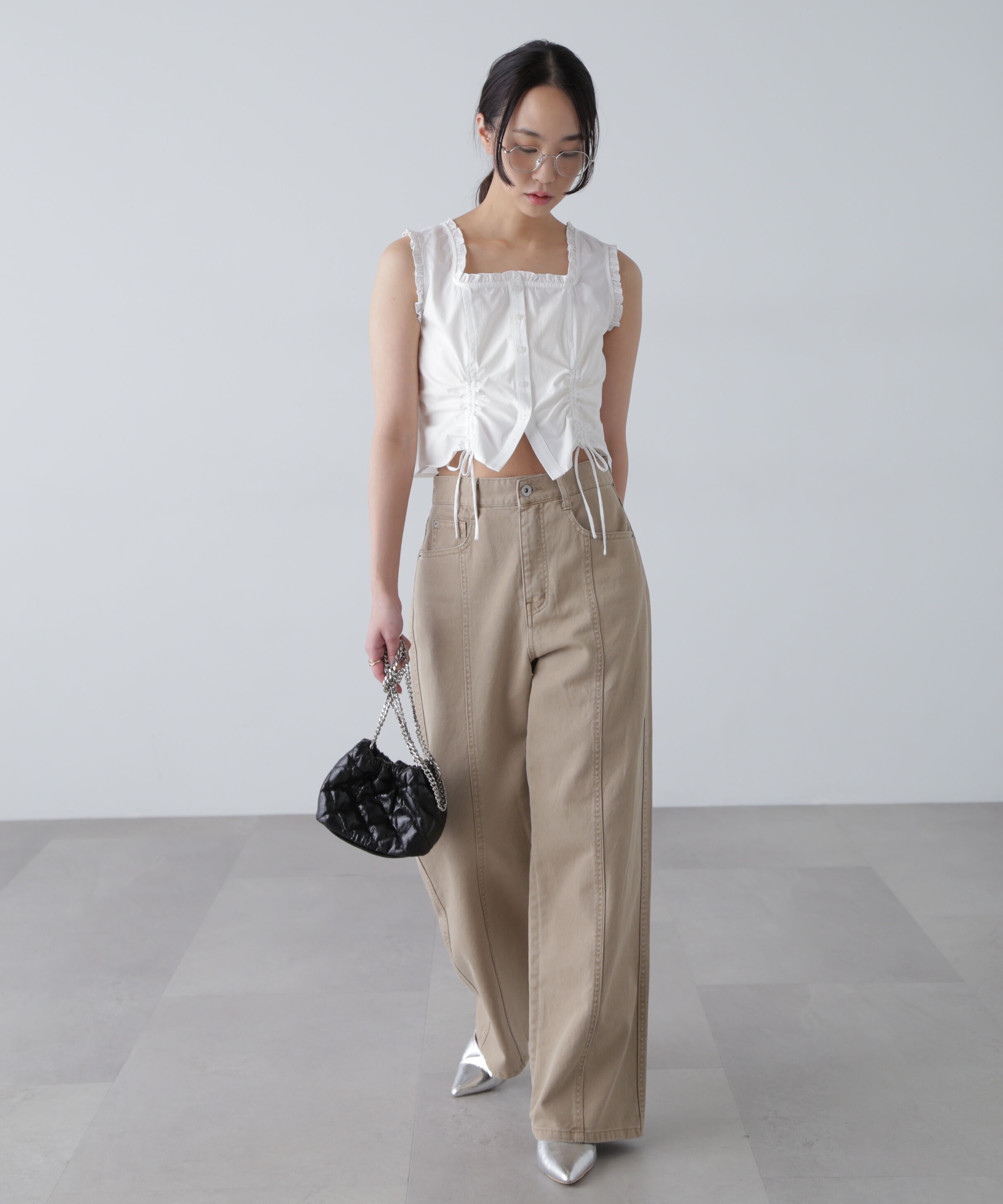  「ドロストノースリーブブラウス」|シャツ・ブラウス|