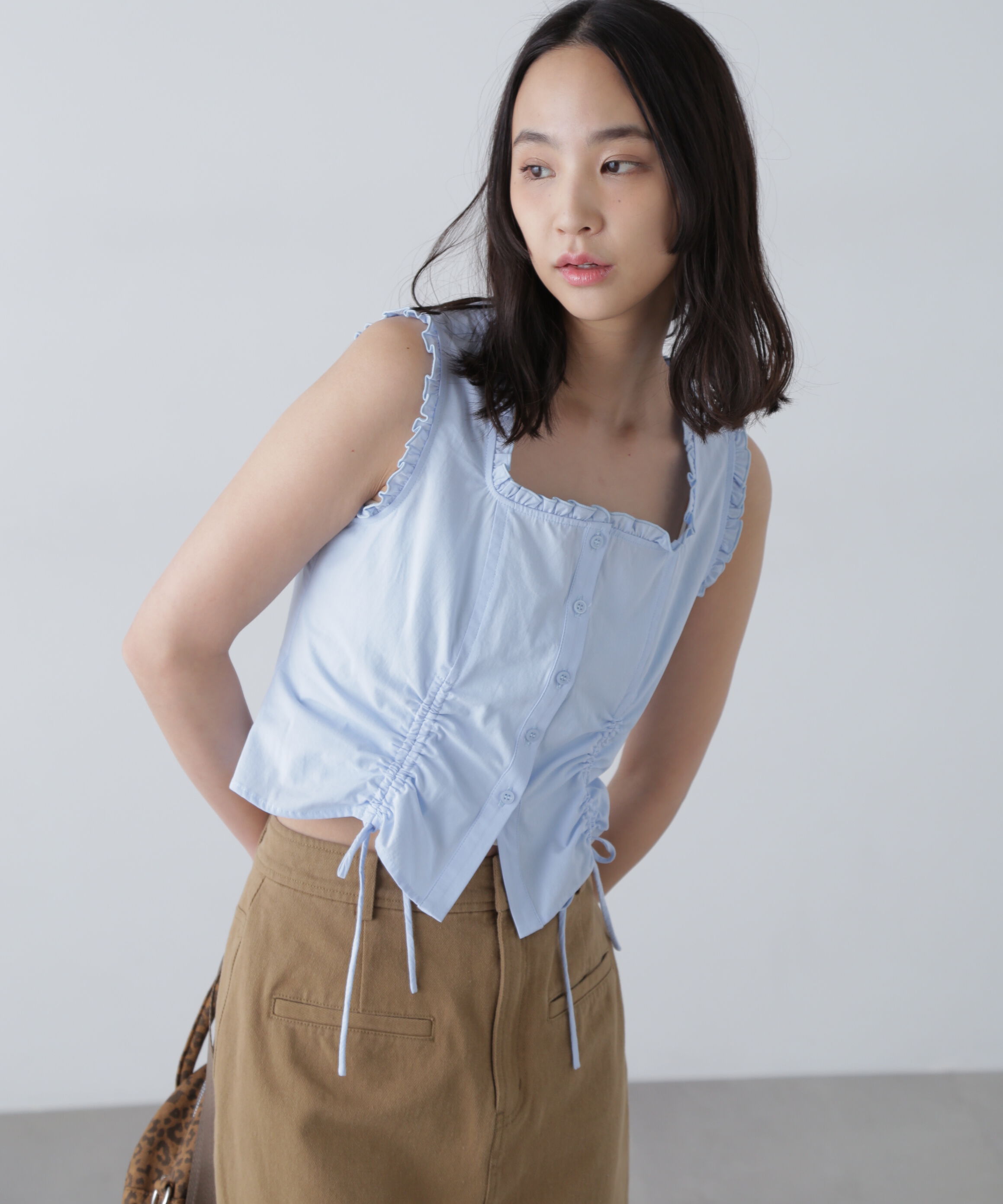  「ドロストノースリーブブラウス」|シャツ・ブラウス|