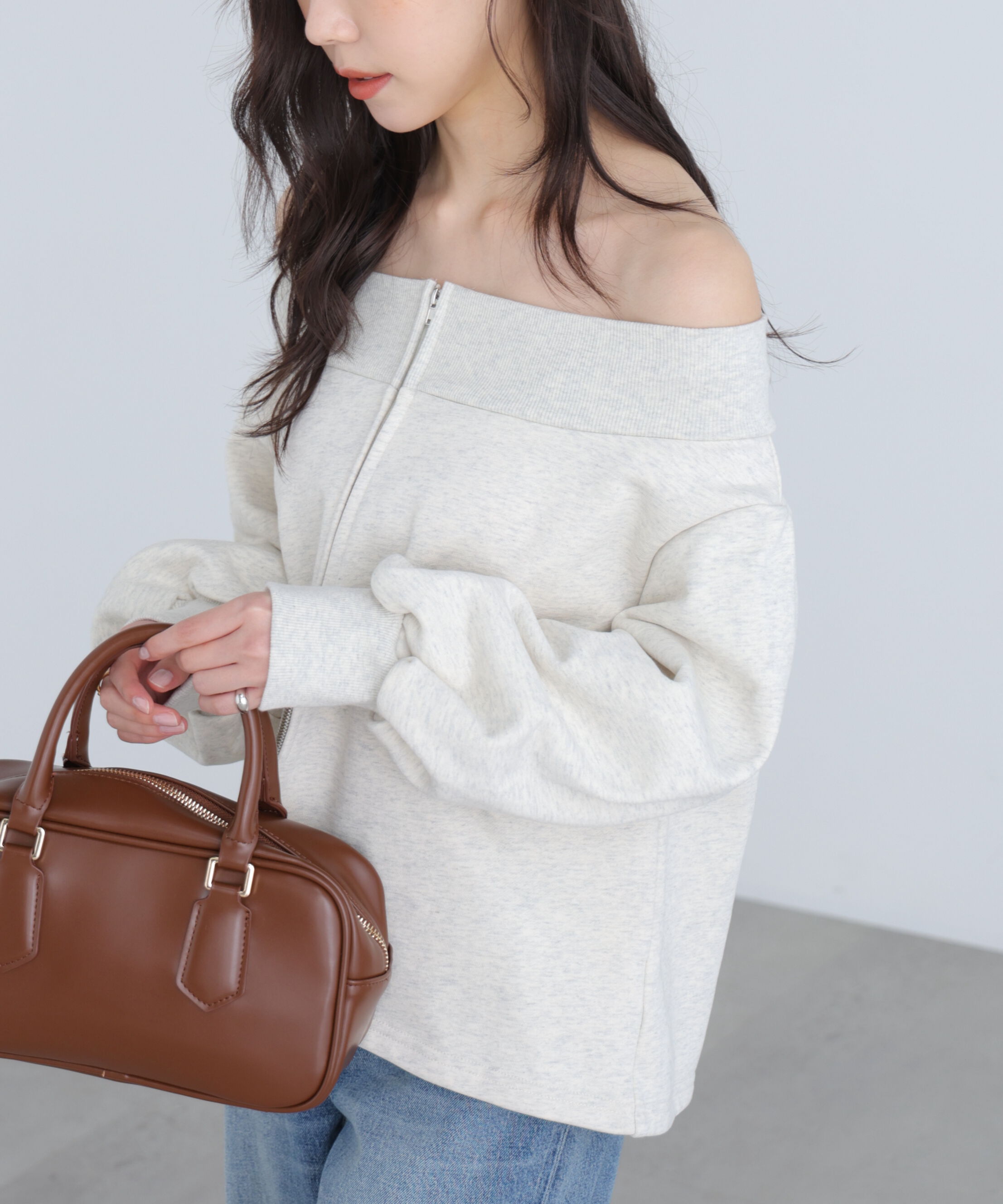  「袖バルーンオフショルZIPカットソー」|Tシャツ・カットソー|