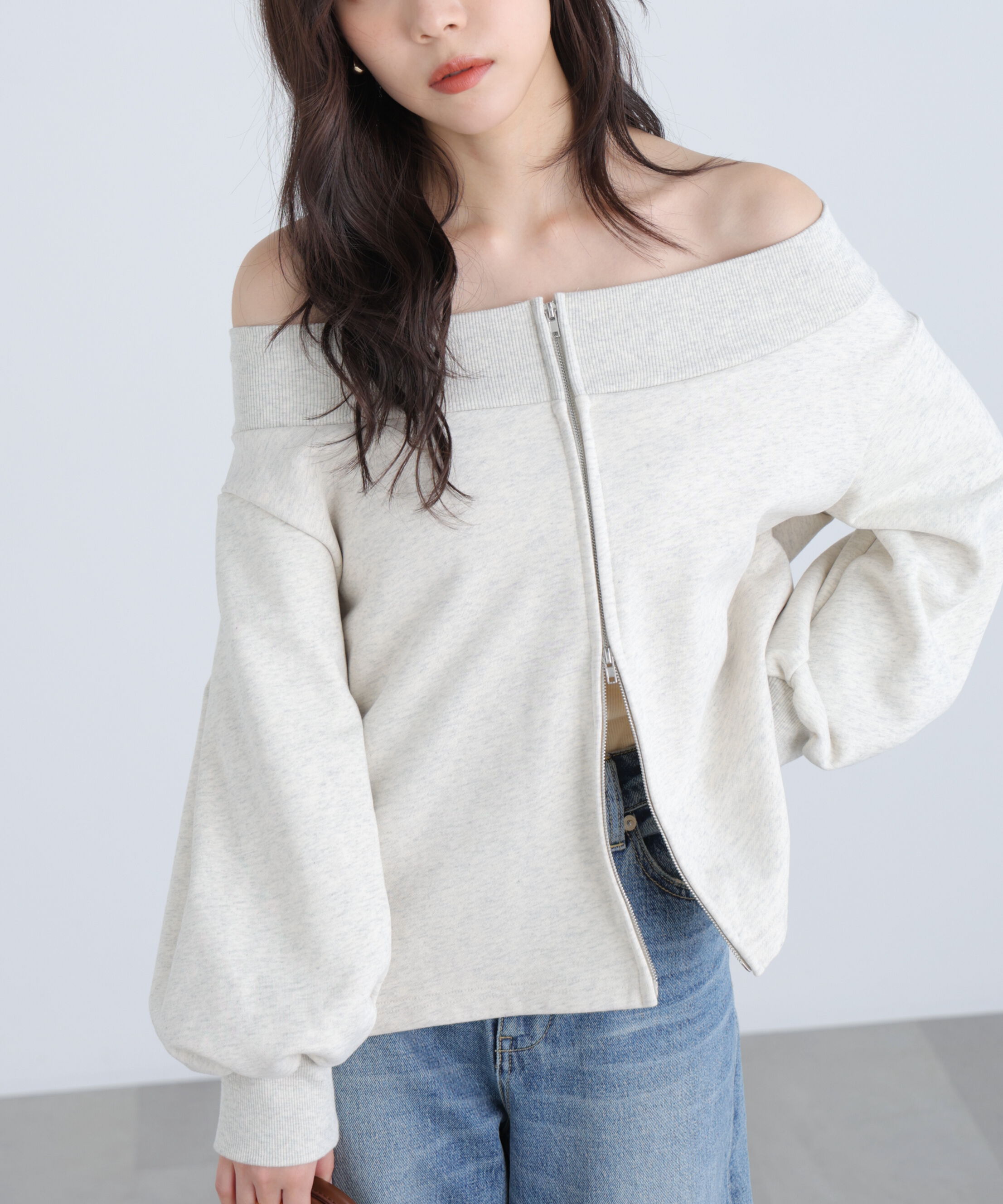  「袖バルーンオフショルZIPカットソー」|Tシャツ・カットソー|