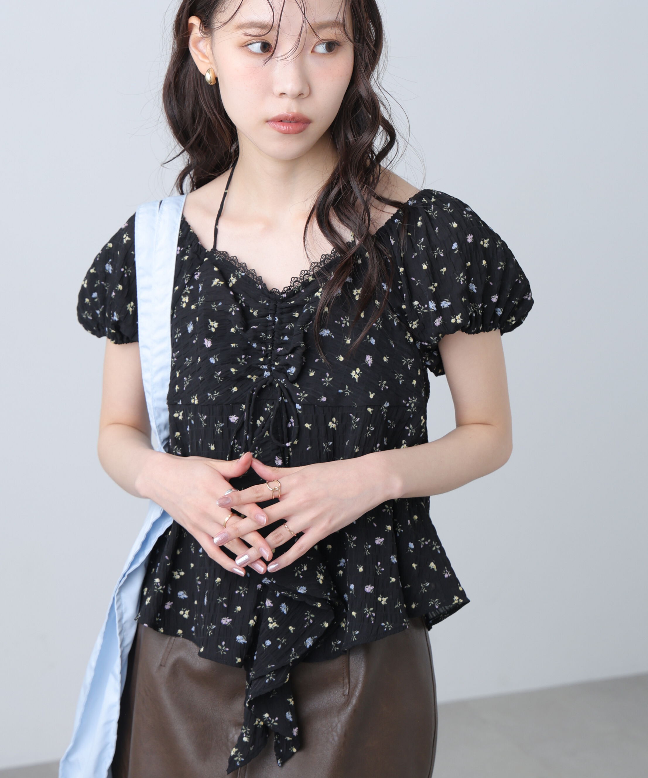  「フラワー2wayラッフルブラウス」|シャツ・ブラウス|