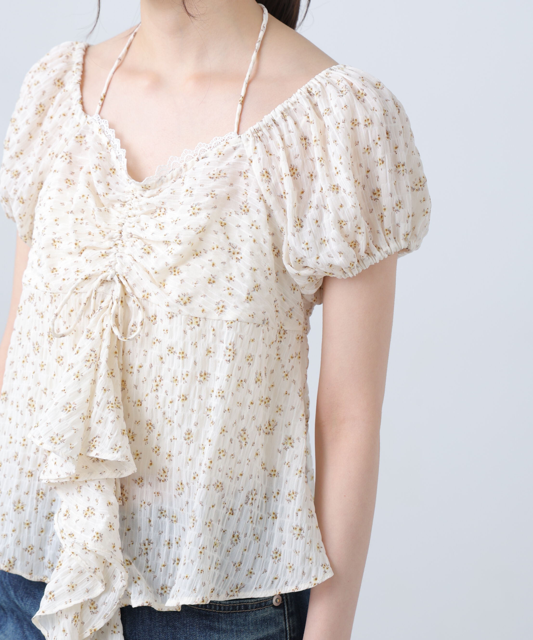  「フラワー2wayラッフルブラウス」|シャツ・ブラウス|