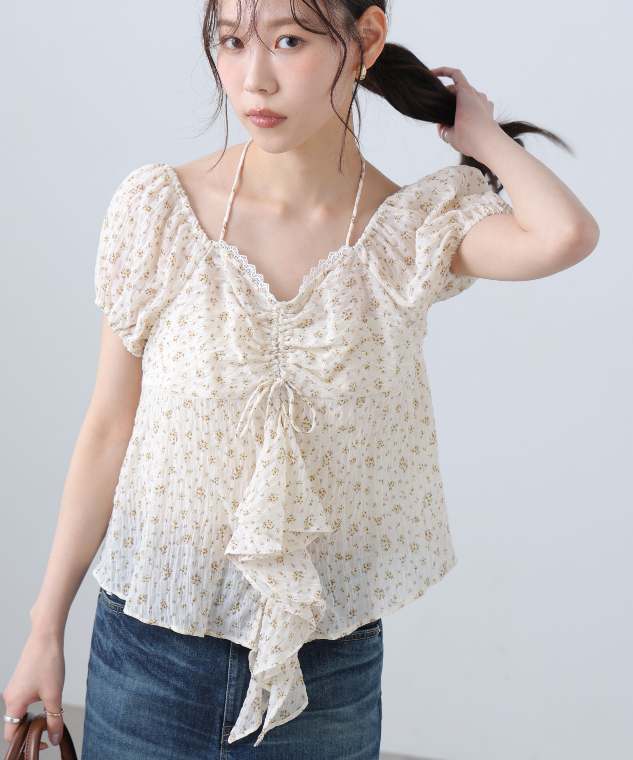  「フラワー2wayラッフルブラウス」|シャツ・ブラウス|