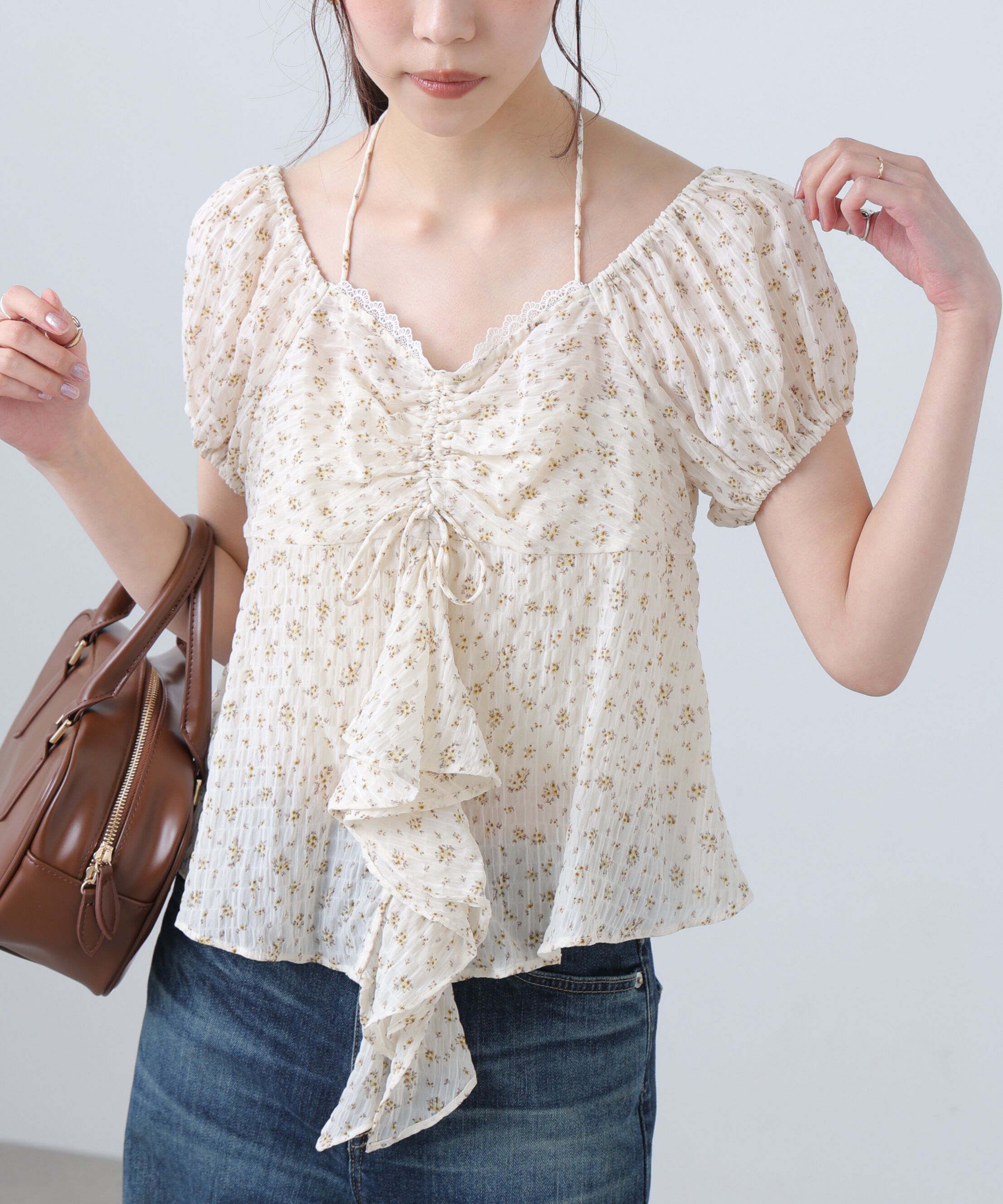  「フラワー2wayラッフルブラウス」|シャツ・ブラウス|