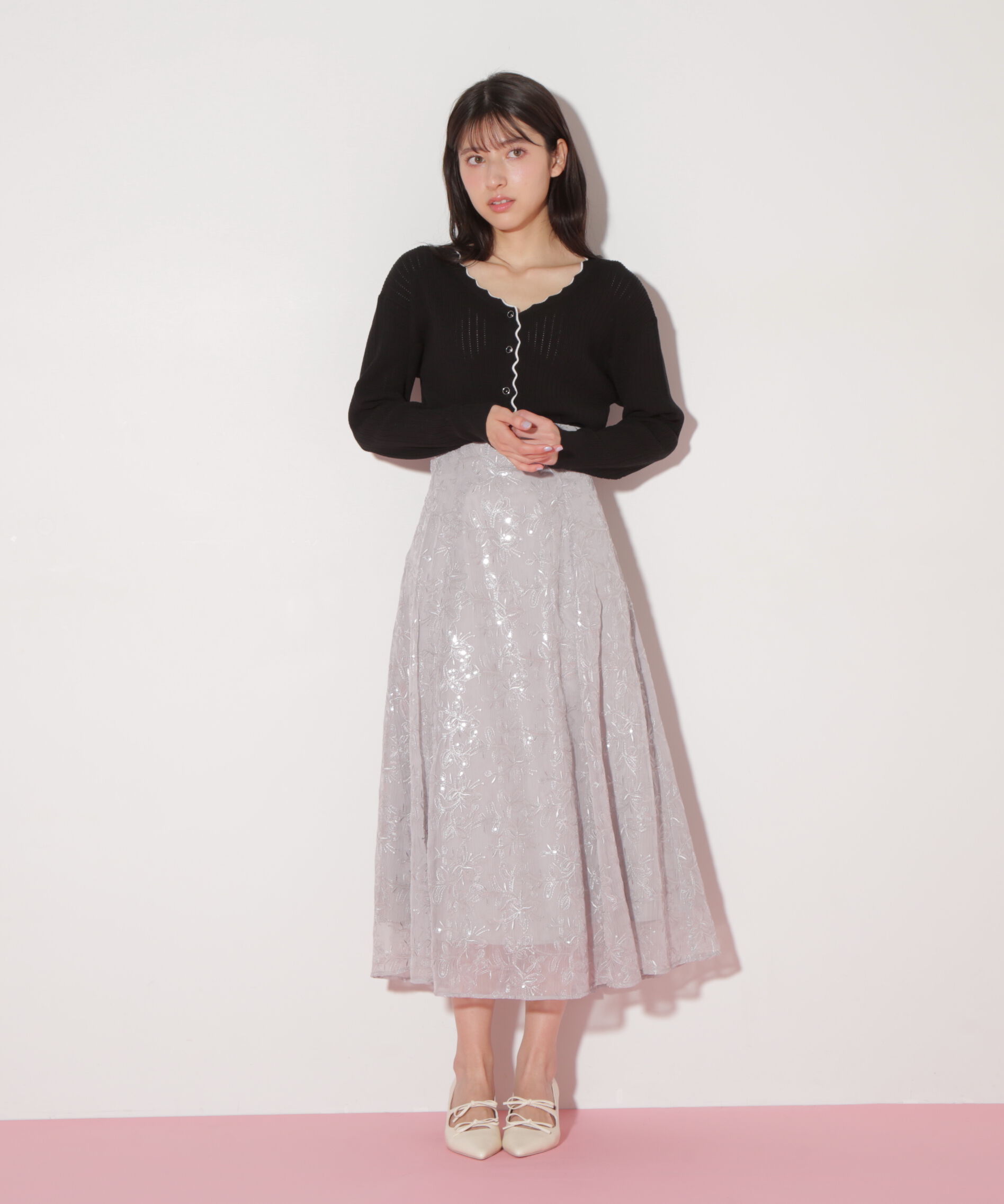  「アイレットリブスカラップカーディガン」|ニット・セーター|