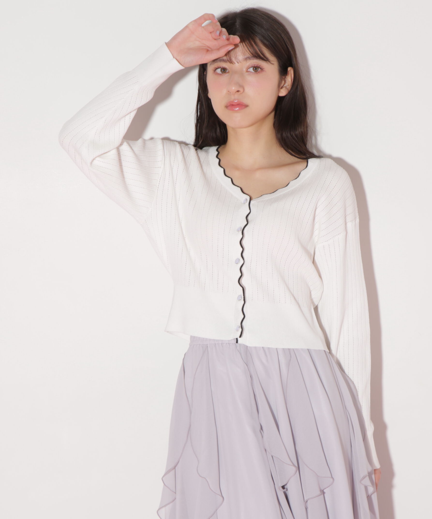  「アイレットリブスカラップカーディガン」|ニット・セーター|