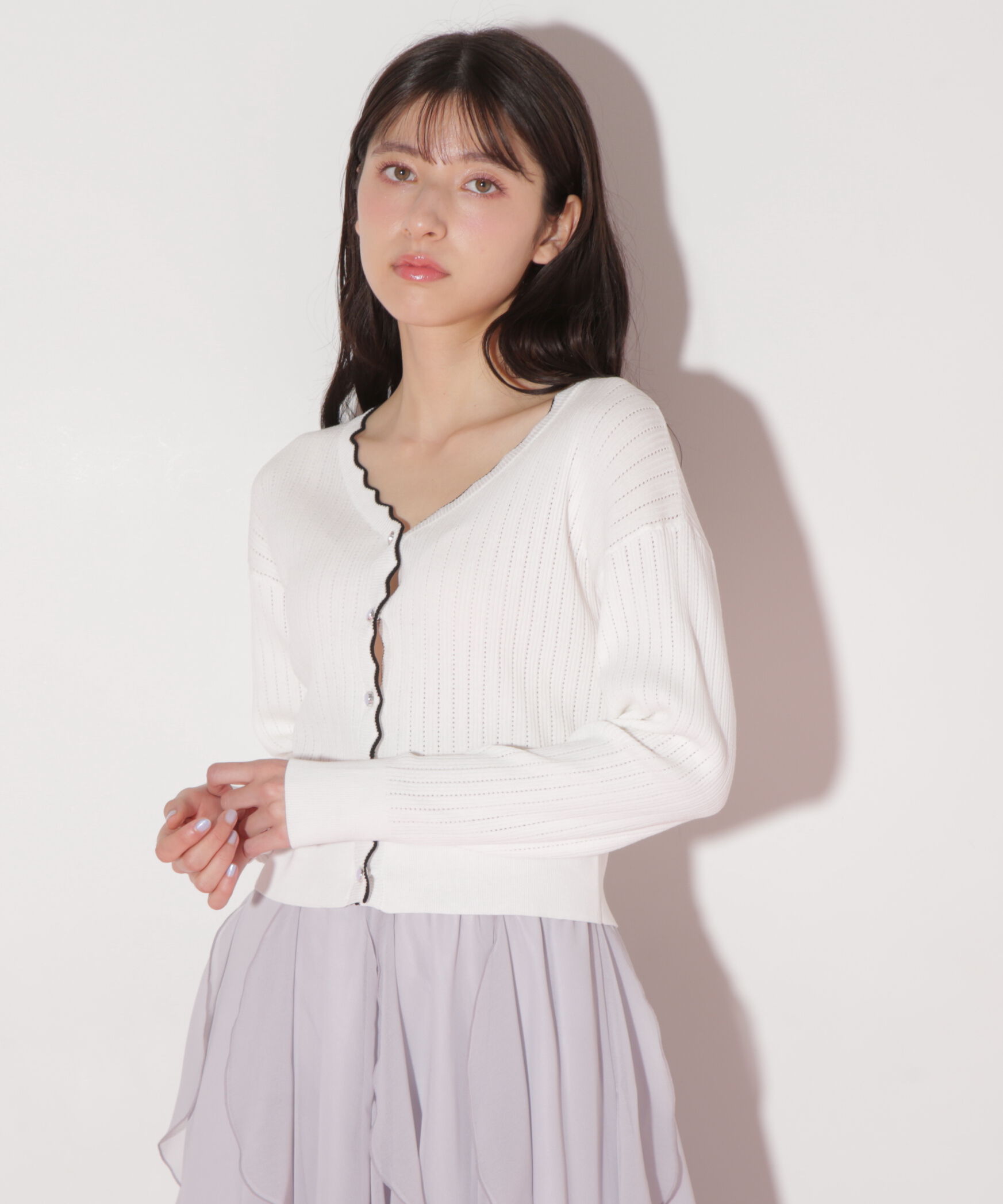  「アイレットリブスカラップカーディガン」|ニット・セーター|