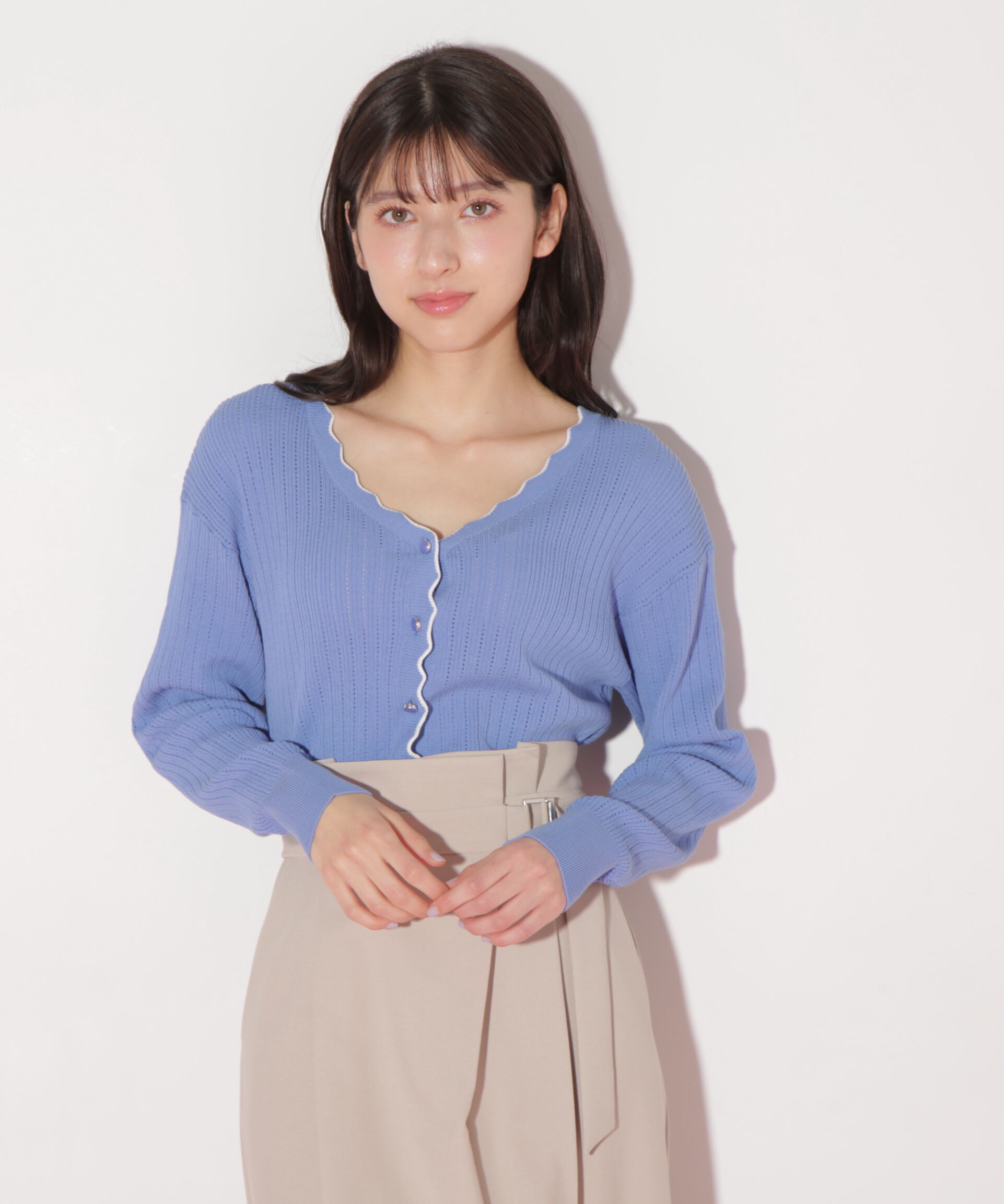  「アイレットリブスカラップカーディガン」|ニット・セーター|