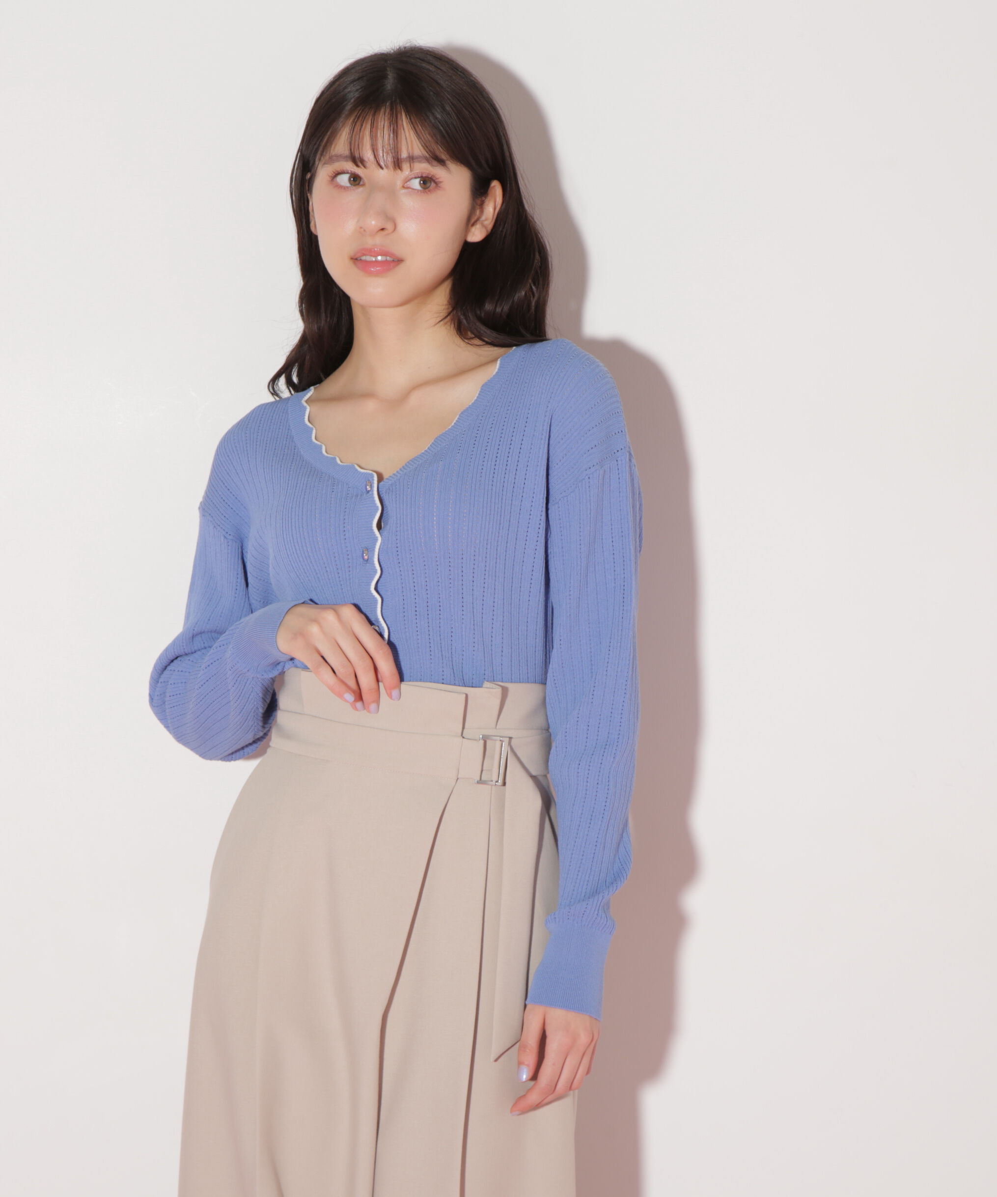  「アイレットリブスカラップカーディガン」|ニット・セーター|