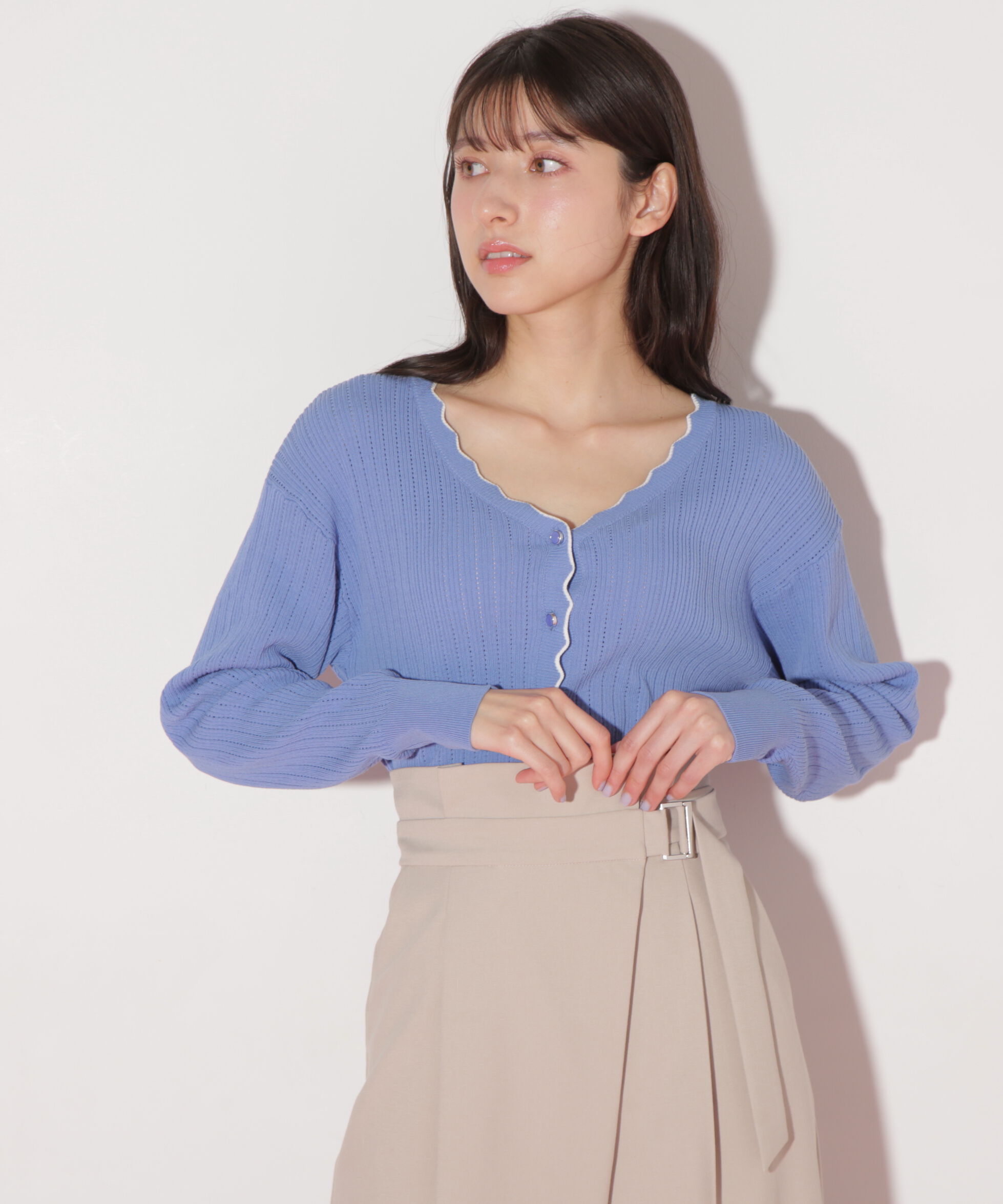  「アイレットリブスカラップカーディガン」|ニット・セーター|