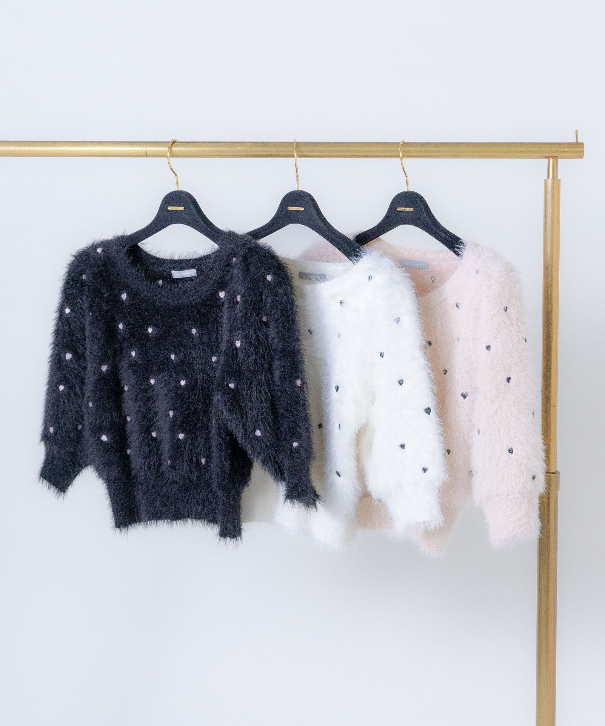  「ハート刺繍シャギーニット」|ニット・セーター|ブラック